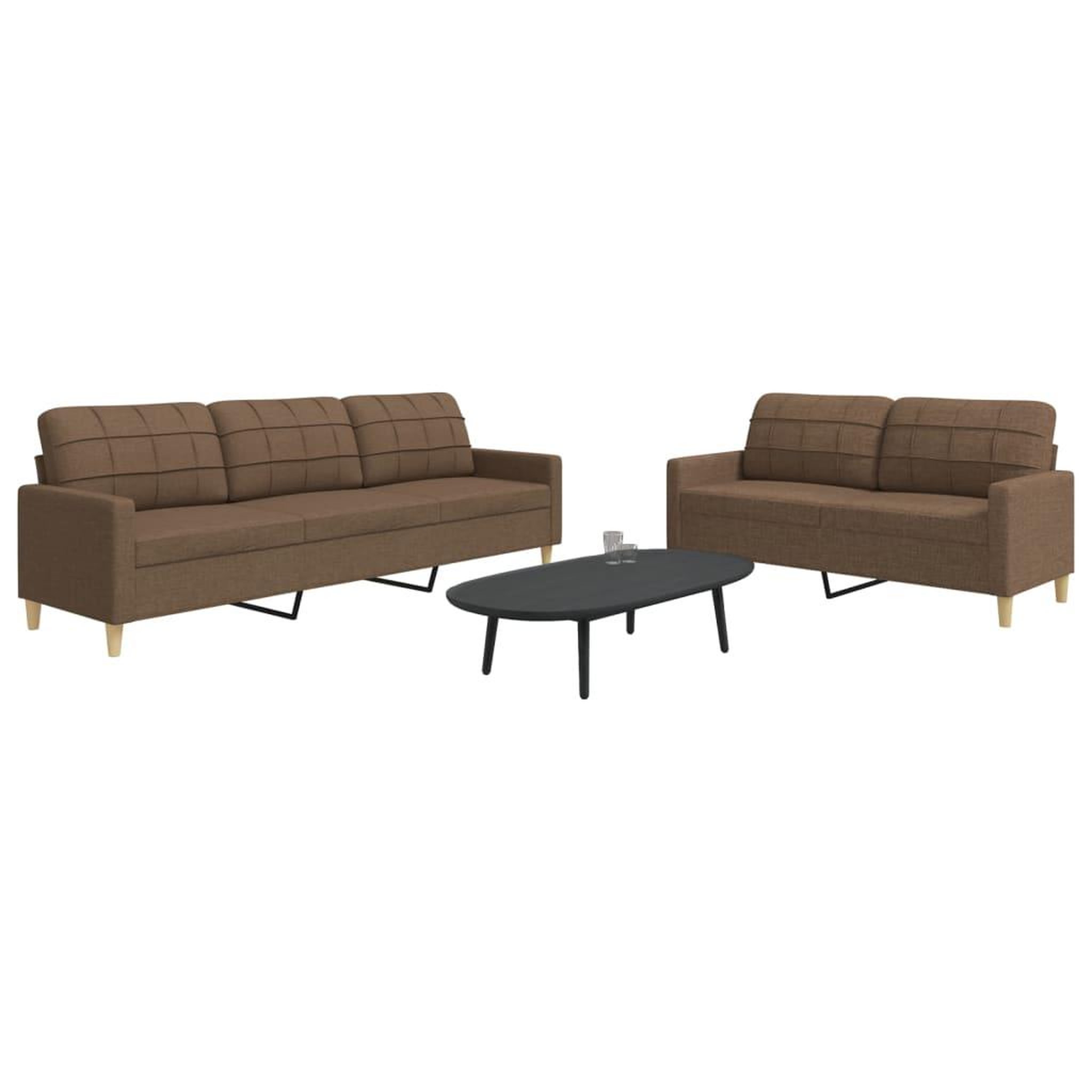 VIDAXL Ensemble de canapes 2 pcs marron tissu