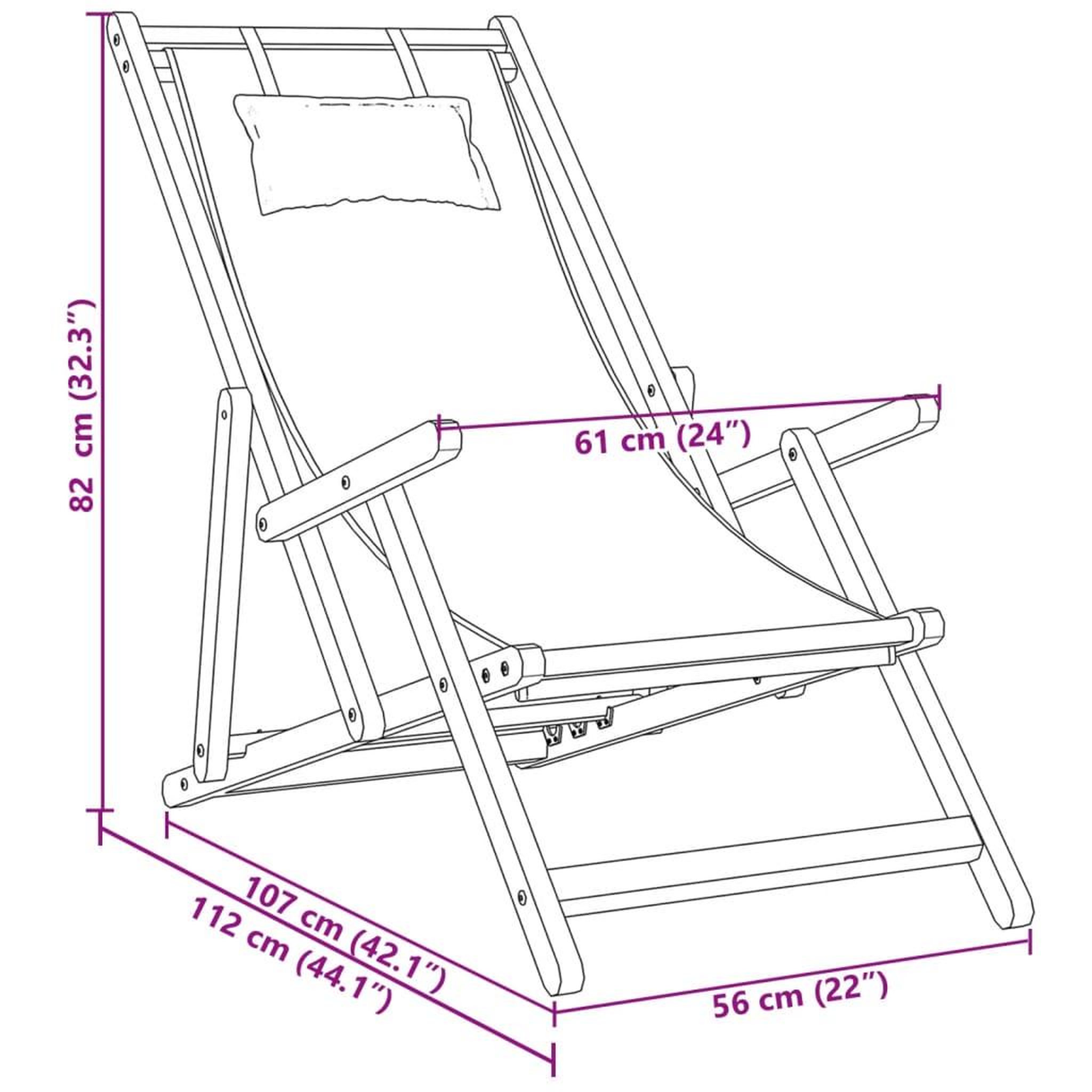 Voir la diapositive 6 : VIDAXL Chaise pliable plage motif de feuilles bois d'eucalyptus/tissu
