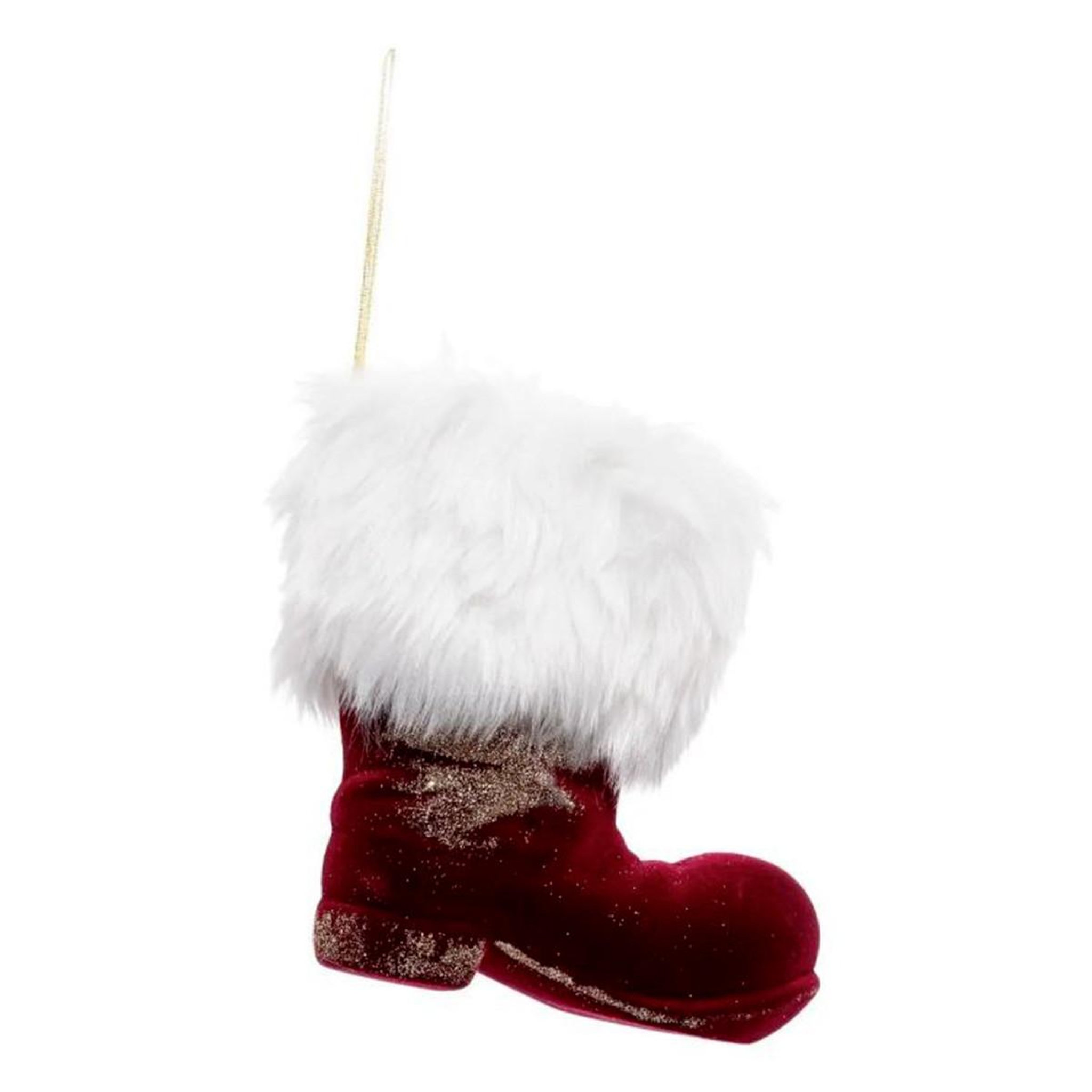 ATMOSPHERA Sujet de noël botte  soir  15cm rouge & blanc
