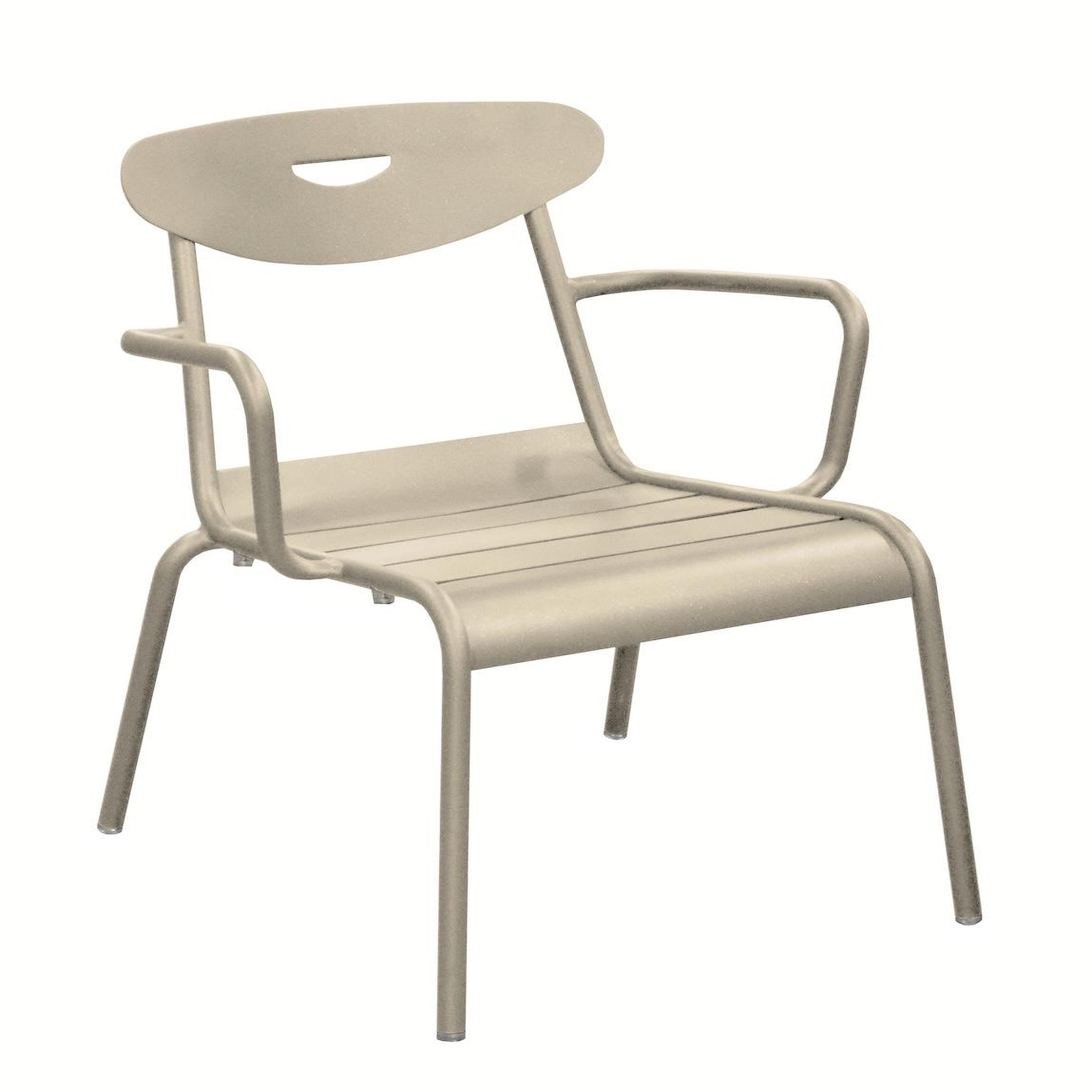 Proloisirs Fauteuil lounge empilable en aluminium - SMILEY - Structure tube rond Ø 25 mm - Coloris amande