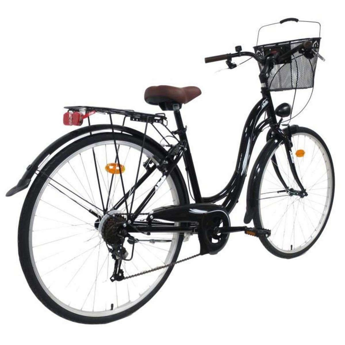 Vélo VTC 28'' Cadre Rigide Femme  ALIZEE avec cadre en aluminium  - 7 vitesses - équipé Shimano et panier clipsable