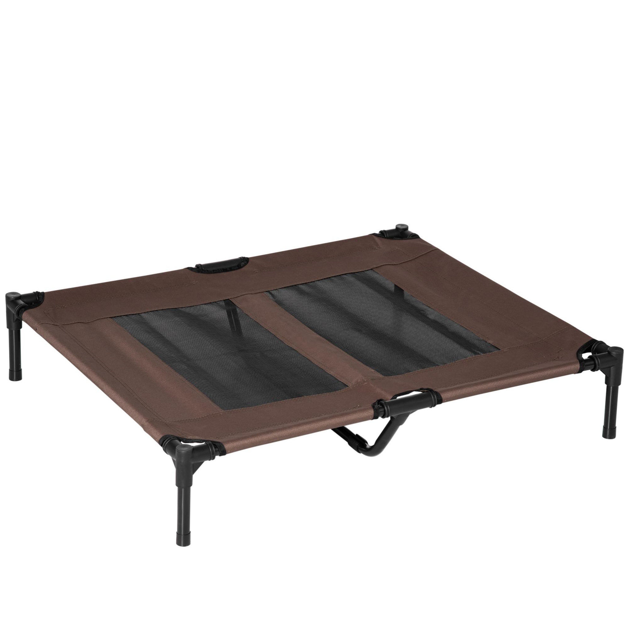 PAWHUT Lit sur pieds pour chien chat lit de camp animal lit surélevé oxford textilène micro-perforé dim. 92l x 76l x 18h cm marron