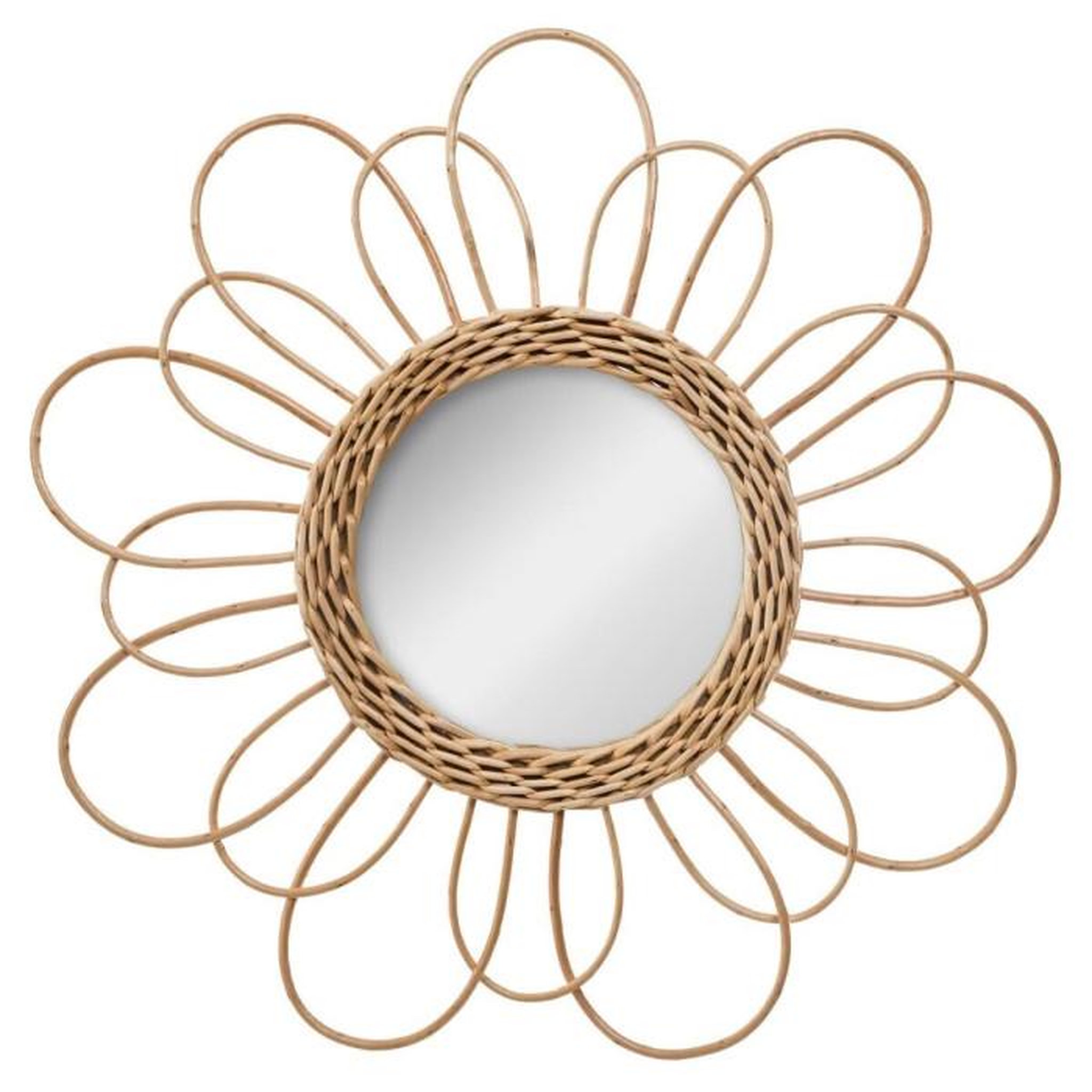 ATMOSPHERA Miroir Déco en Rotin  Fleur  38cm Naturel