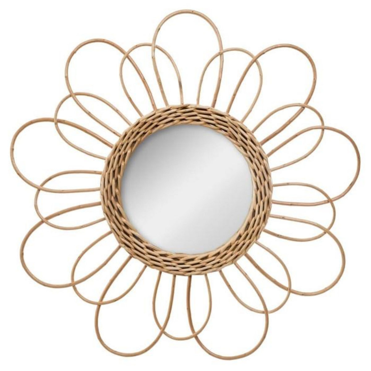 ATMOSPHERA Miroir Déco en Rotin  Fleur  38cm Naturel