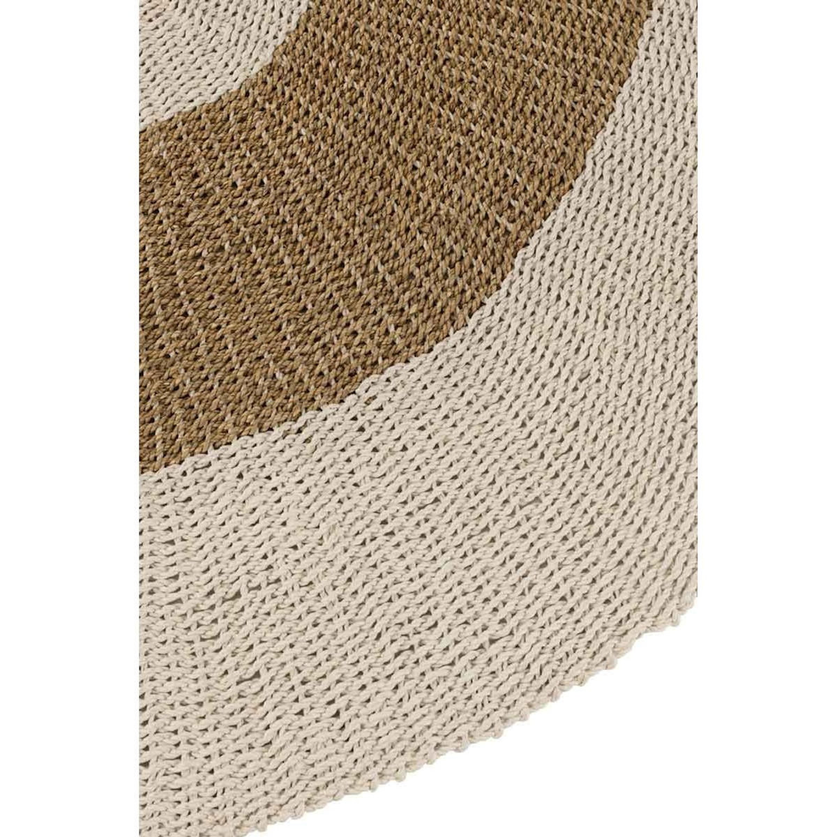 Paris Prix Tapis Rond Déco  Zostère  197cm Blanc & Naturel