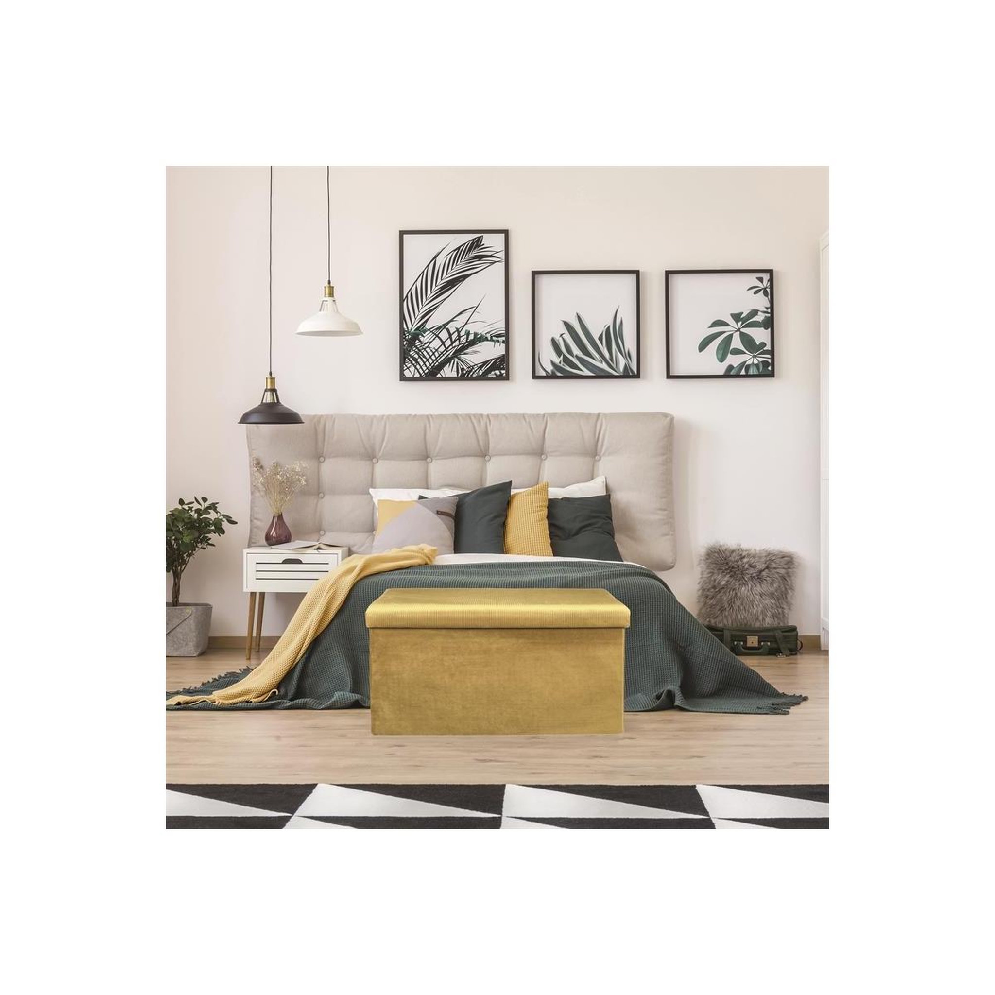 Voir la diapositive 3 : The Home Deco Factory Banc & coffre de rangement  giulia  77cm jaune