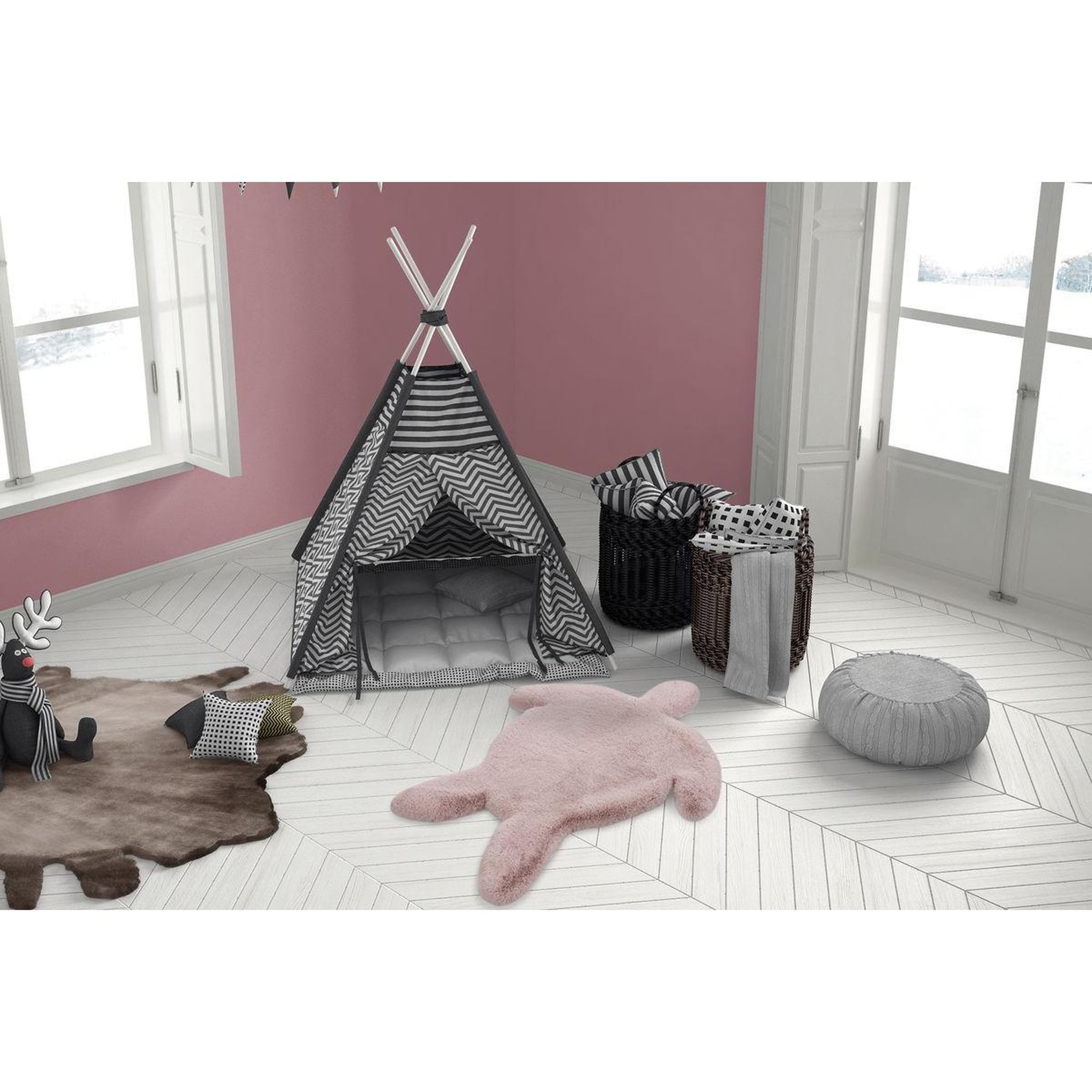 Voir la diapositive 4 : Paris Prix Tapis déco enfant  lovely turtle  68x90cm rose