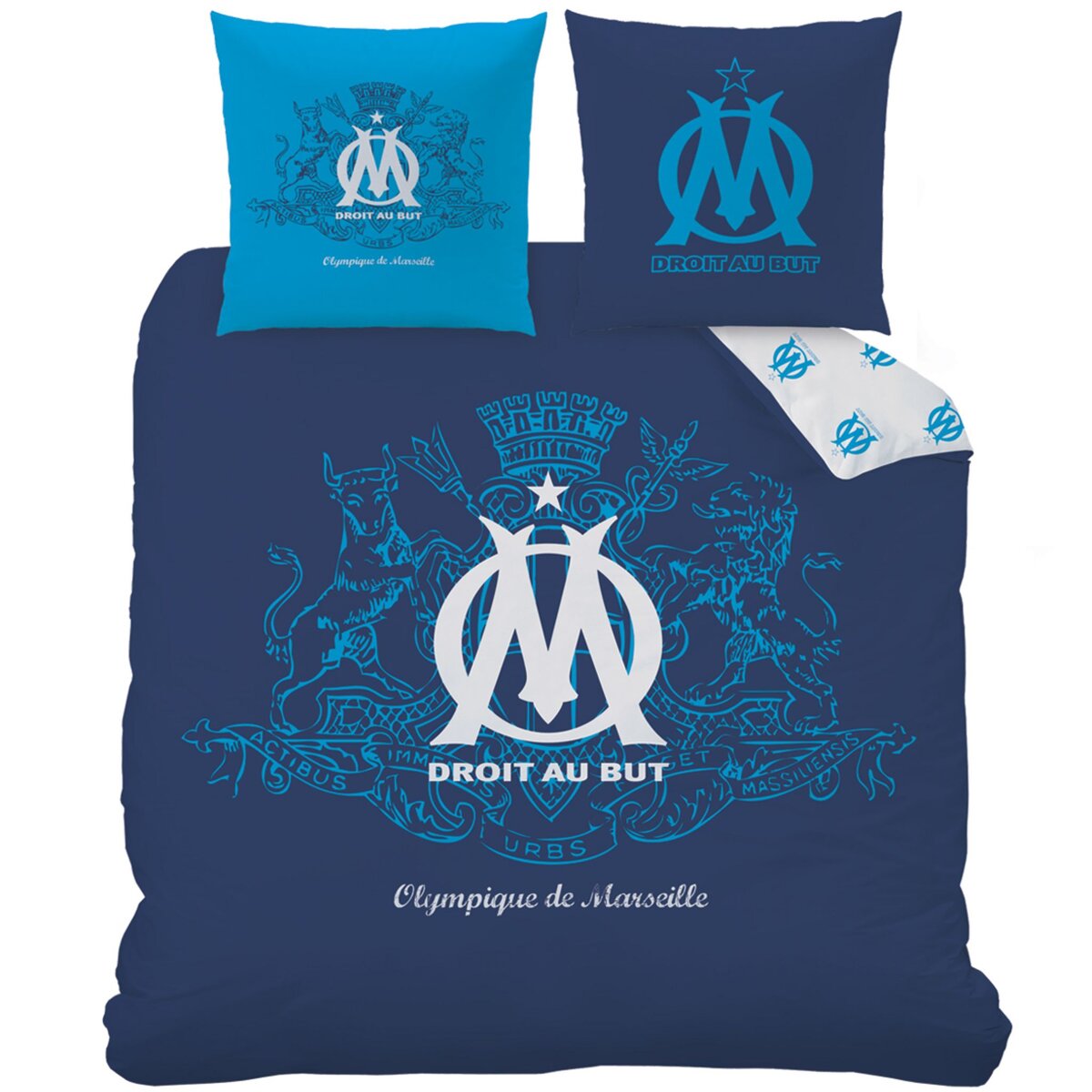 Parure housse de couette en polycoton équipe de football OM Blason
