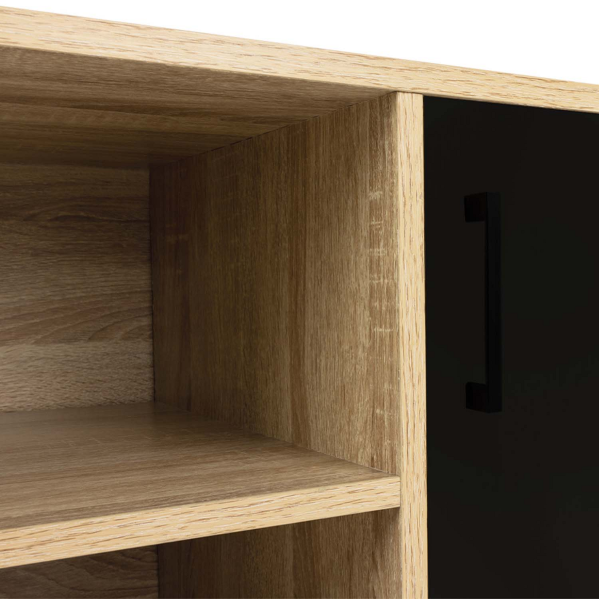 ID MARKET Meuble TV 140 cm BOSTON 2 portes noires design industriel