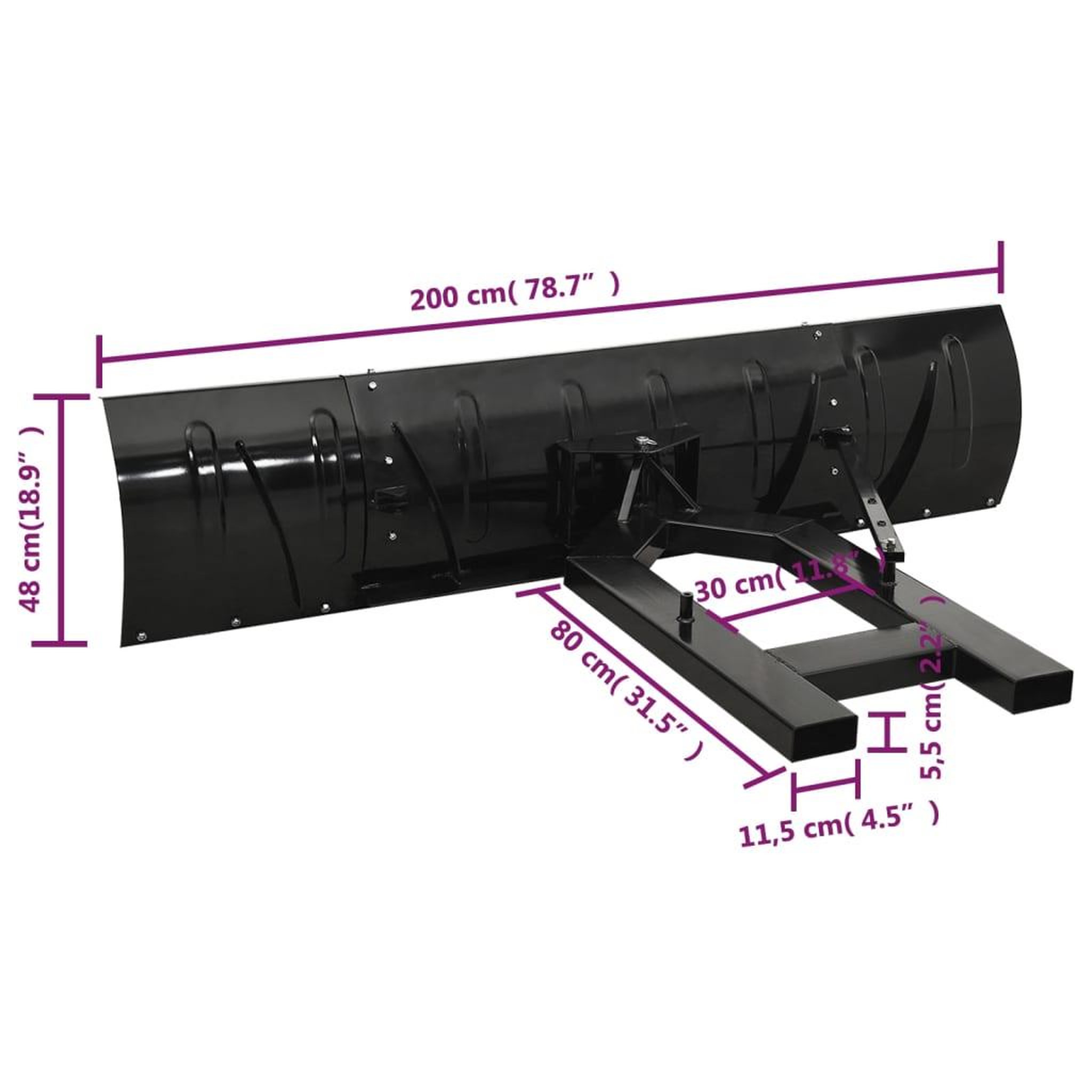 Voir la diapositive 6 : VIDAXL Chasse-neige pour chariot elevateur 200x48 cm Noir