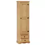 IDIMEX Armoire TEQUILA meuble de rangement avec 7 tablettes derrière 1 porte battante et 2 tiroirs, en pin massif finition teintée/cirée
