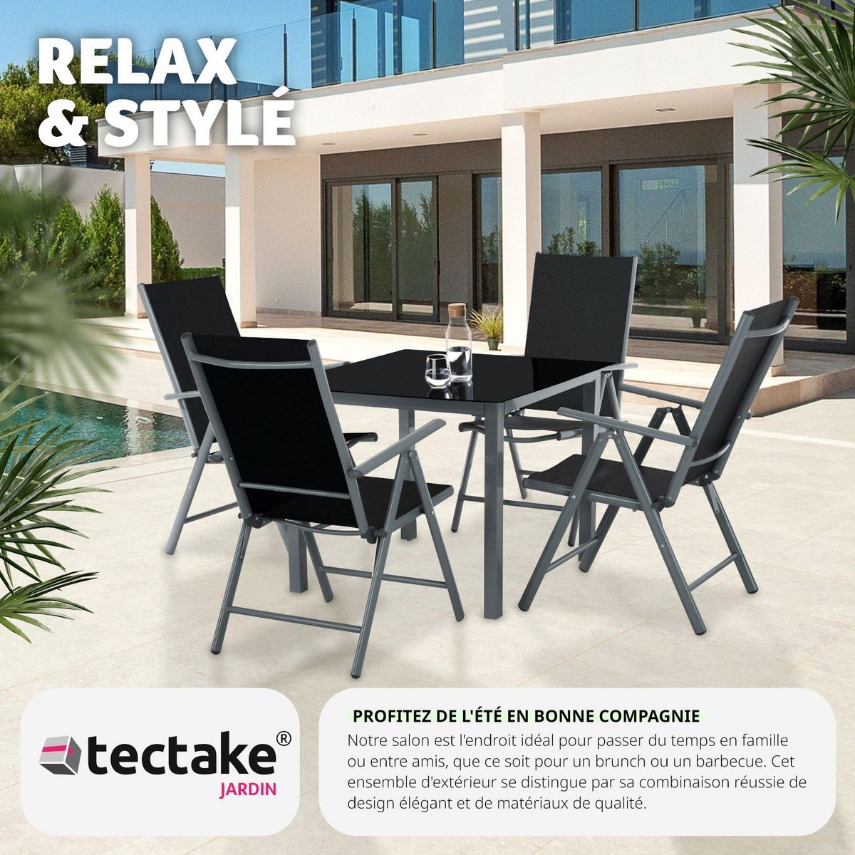 tectake Ensemble chaises de salle à manger gris anthracite