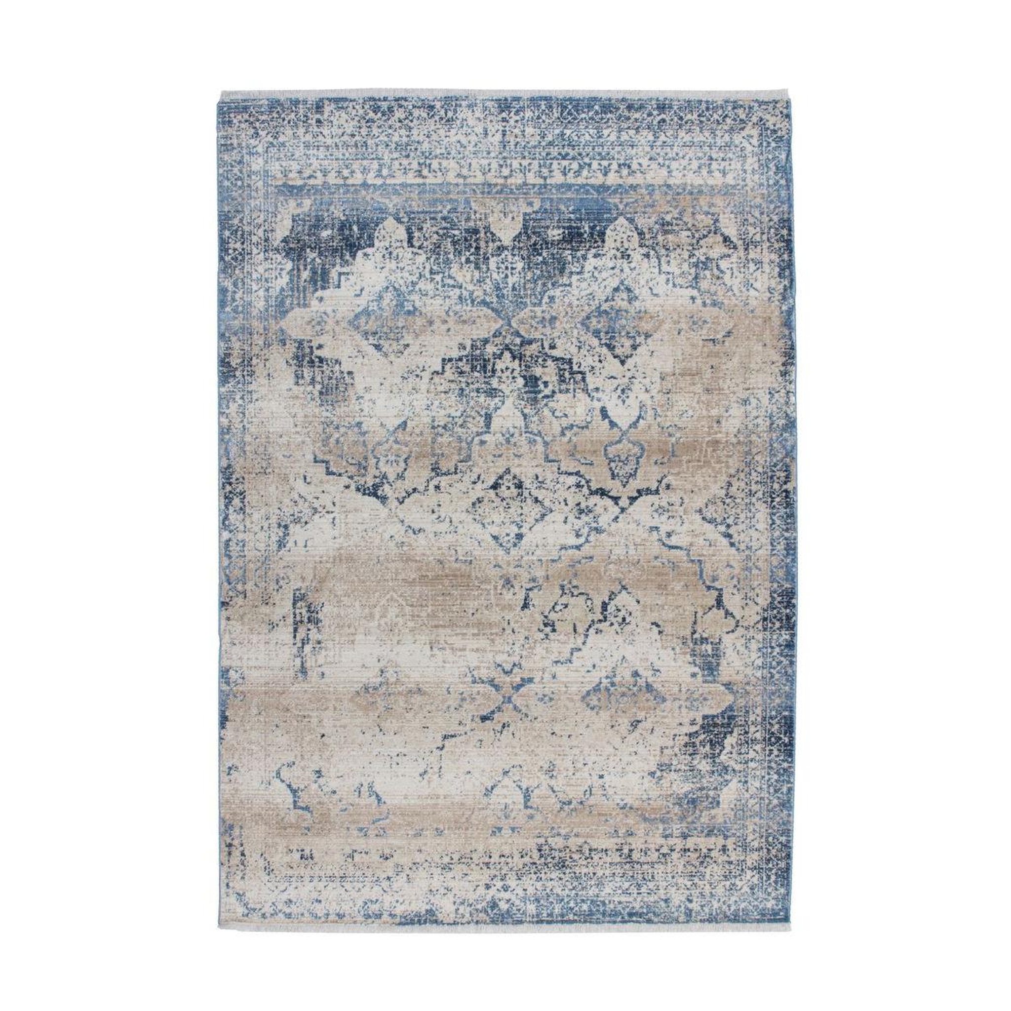 Voir la diapositive 1 : Paris Prix Tapis Imprimé Tissé à la Main  Antigua  Crème & Bleu