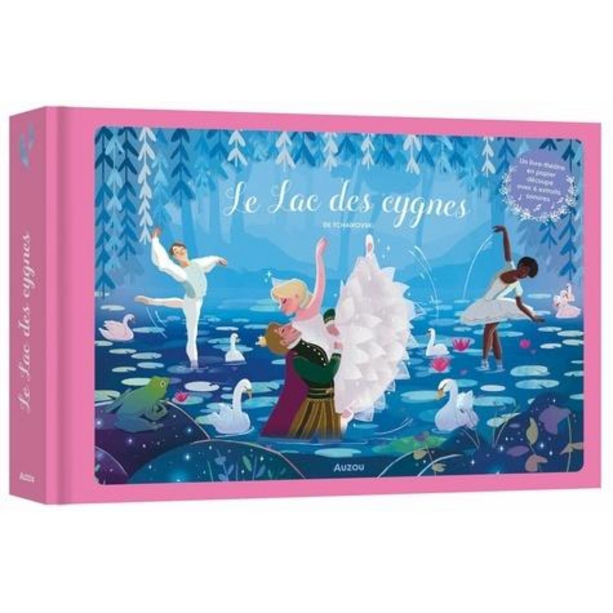 LE LAC DES CYGNES DE TCHAIKOVSKI. UN LIVRE-THEATRE EN PAPIER DECOUPE AVEC 6 EXTRAITS SONORES, Fondacci Elodie