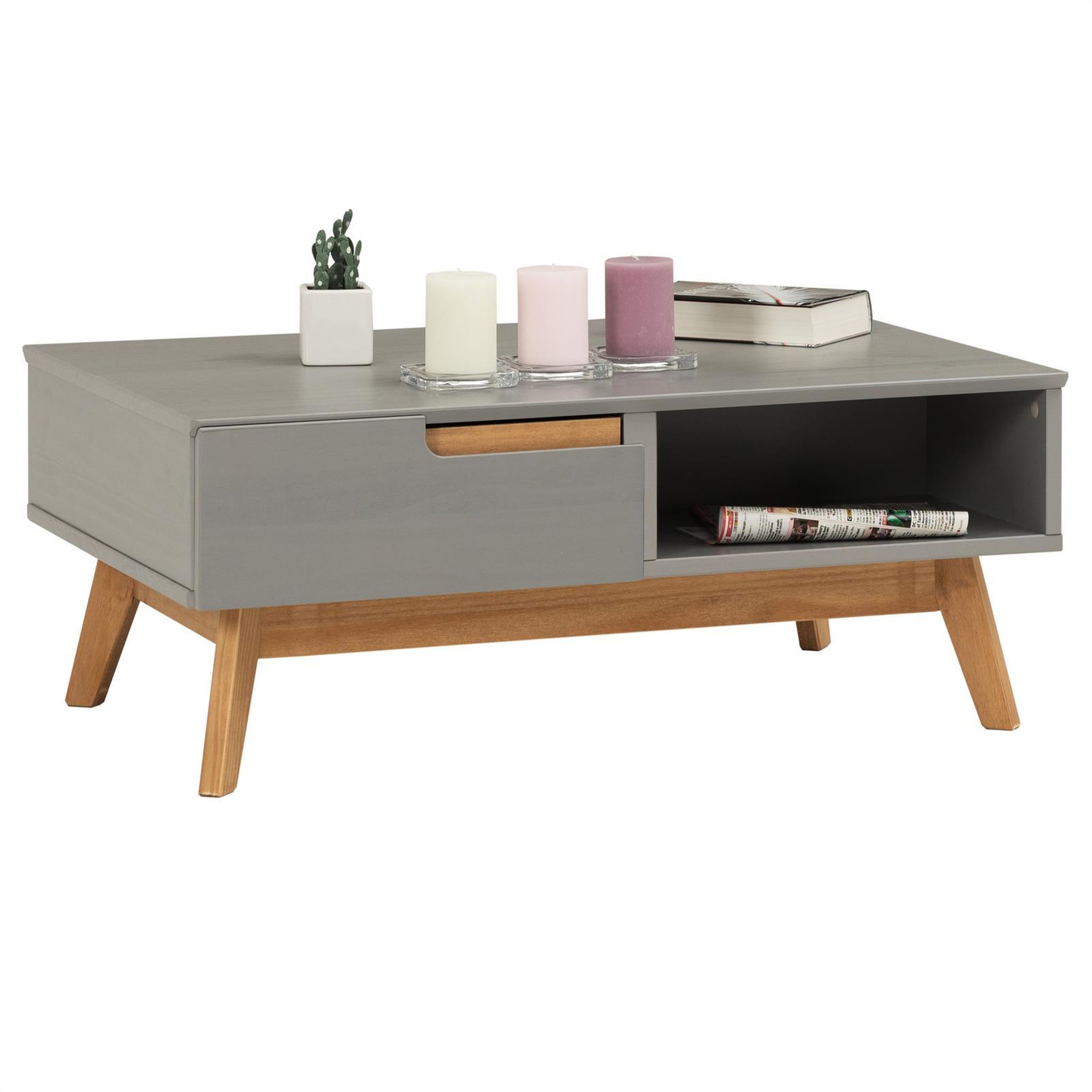 Voir la diapositive 6 : IDIMEX Table basse tibor, 2 tiroirs et 2 niches