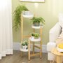 OUTSUNNY Support à fleurs style scandinave 4 niveaux - porte plante 4 étagères - bois bambou verni métal blanc