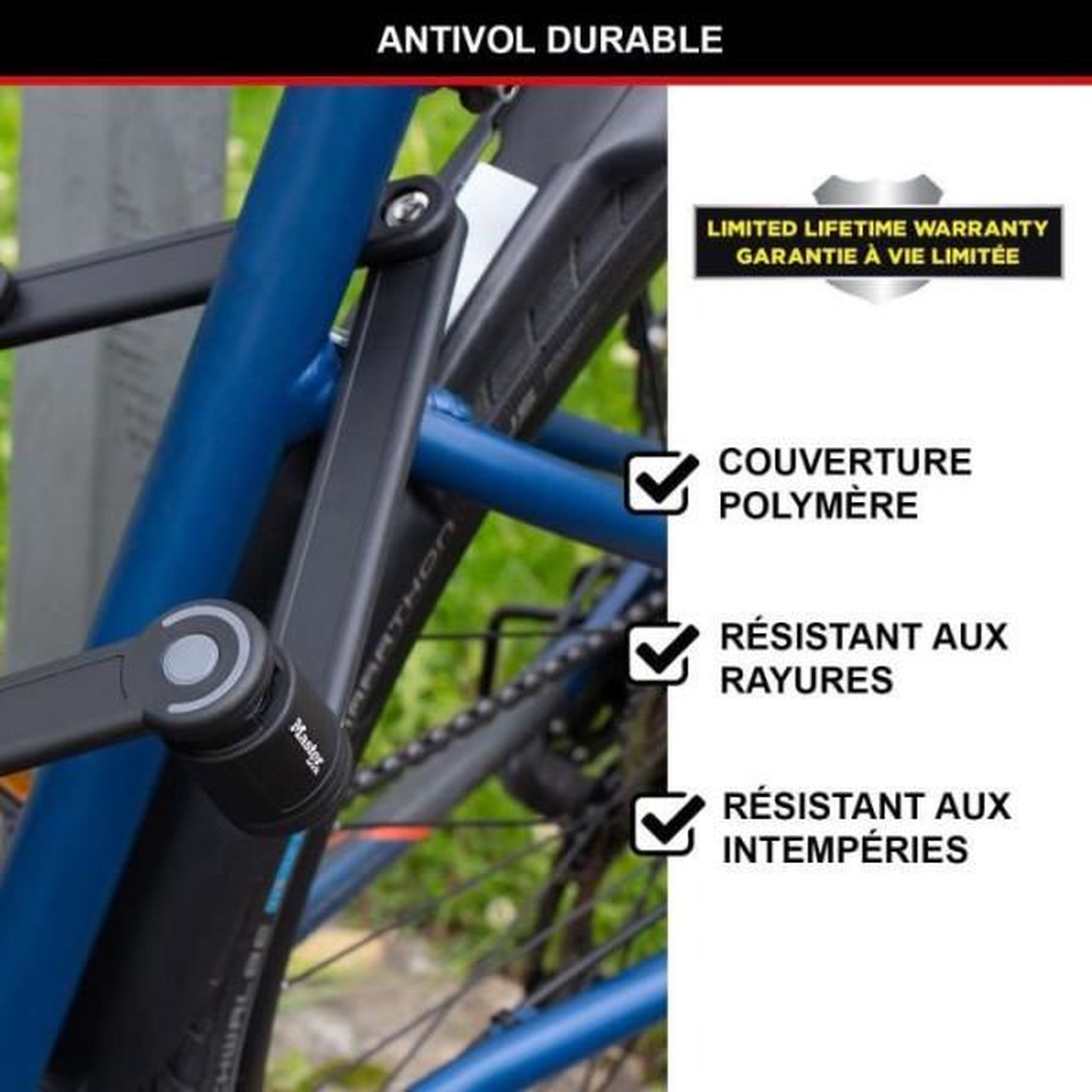 Voir la diapositive 5 : Master lock Antivol Vélo Pliable - MASTER LOCK - 8335EURDPRO - Acier Trempé, 4 Clés, Support Inclus