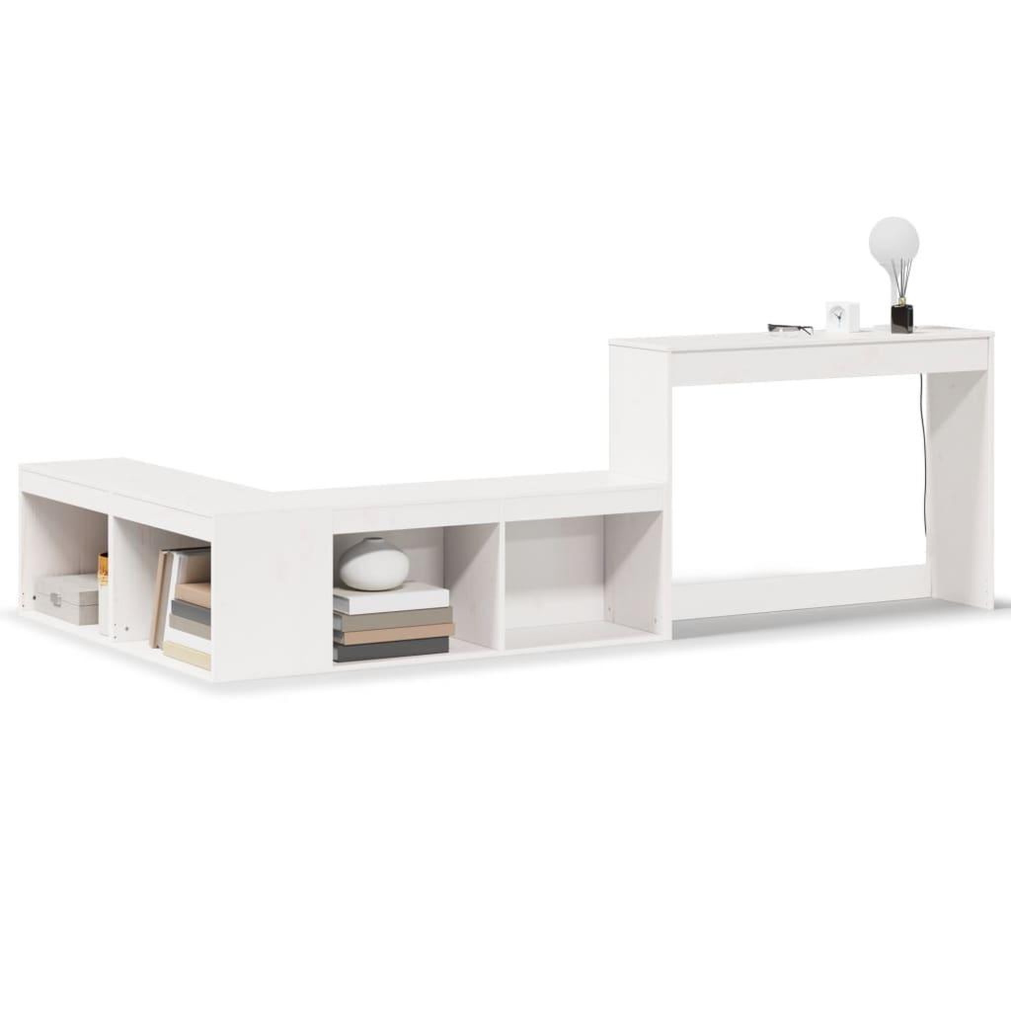 Voir la diapositive 2 : VIDAXL Table de chevet avec bureau blanc bois de pin massif