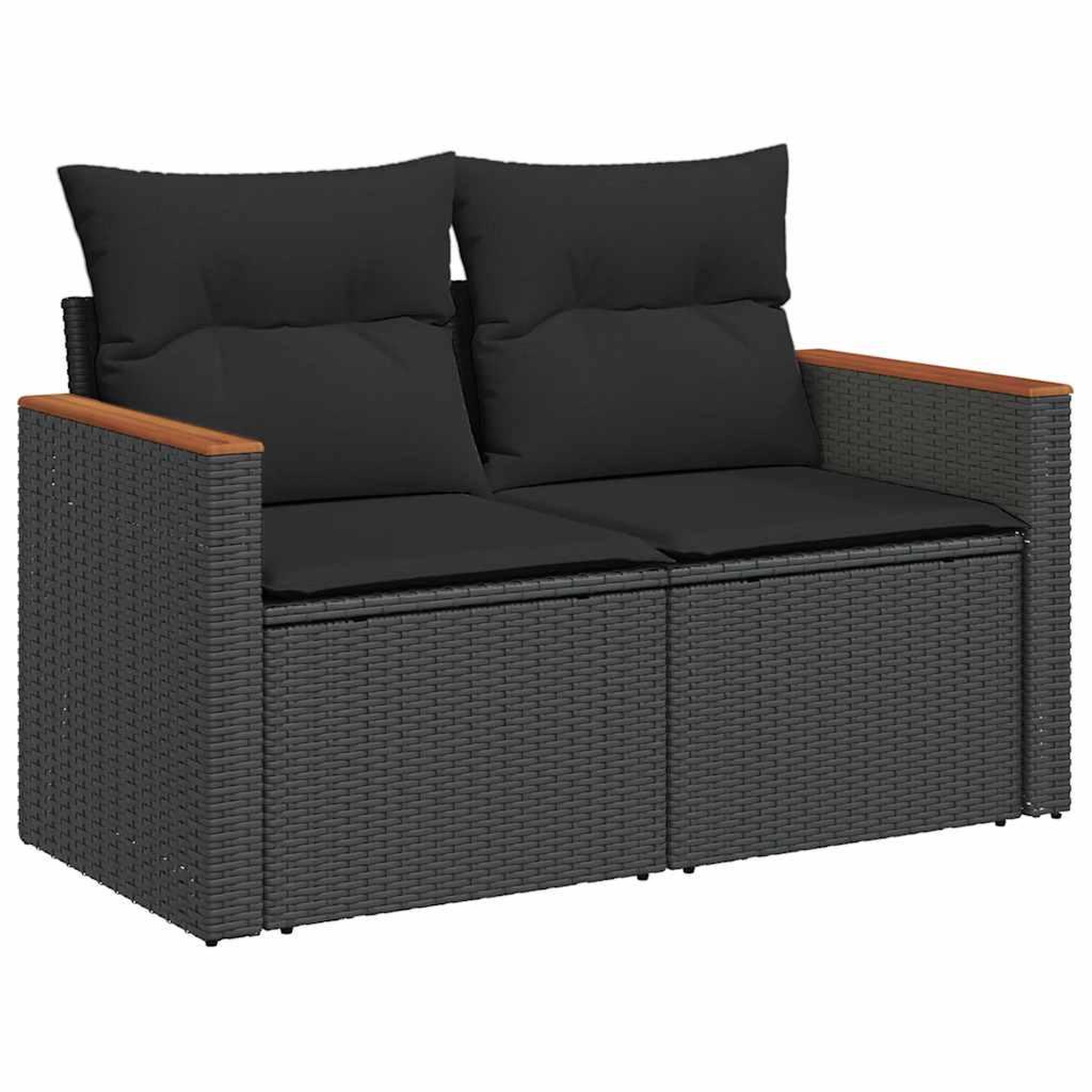 Voir la diapositive 4 : VIDAXL Salon de jardin 4 pcs avec coussins noir resine tressee