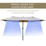 Voir la diapositive 4 : OUTSUNNY Parasol de jardin XXL parasol grande taille 4,6L x 2,7l x 2,4H m ouverture fermeture manivelle acier polyester haute densité café latte
