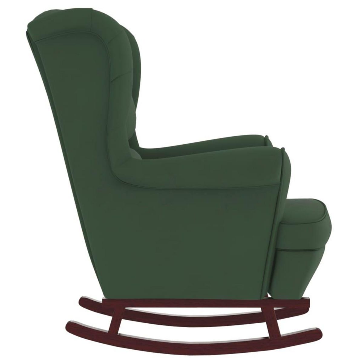VIDAXL Fauteuil a bascule et pieds en bois d'hevea Vert fonce Velours