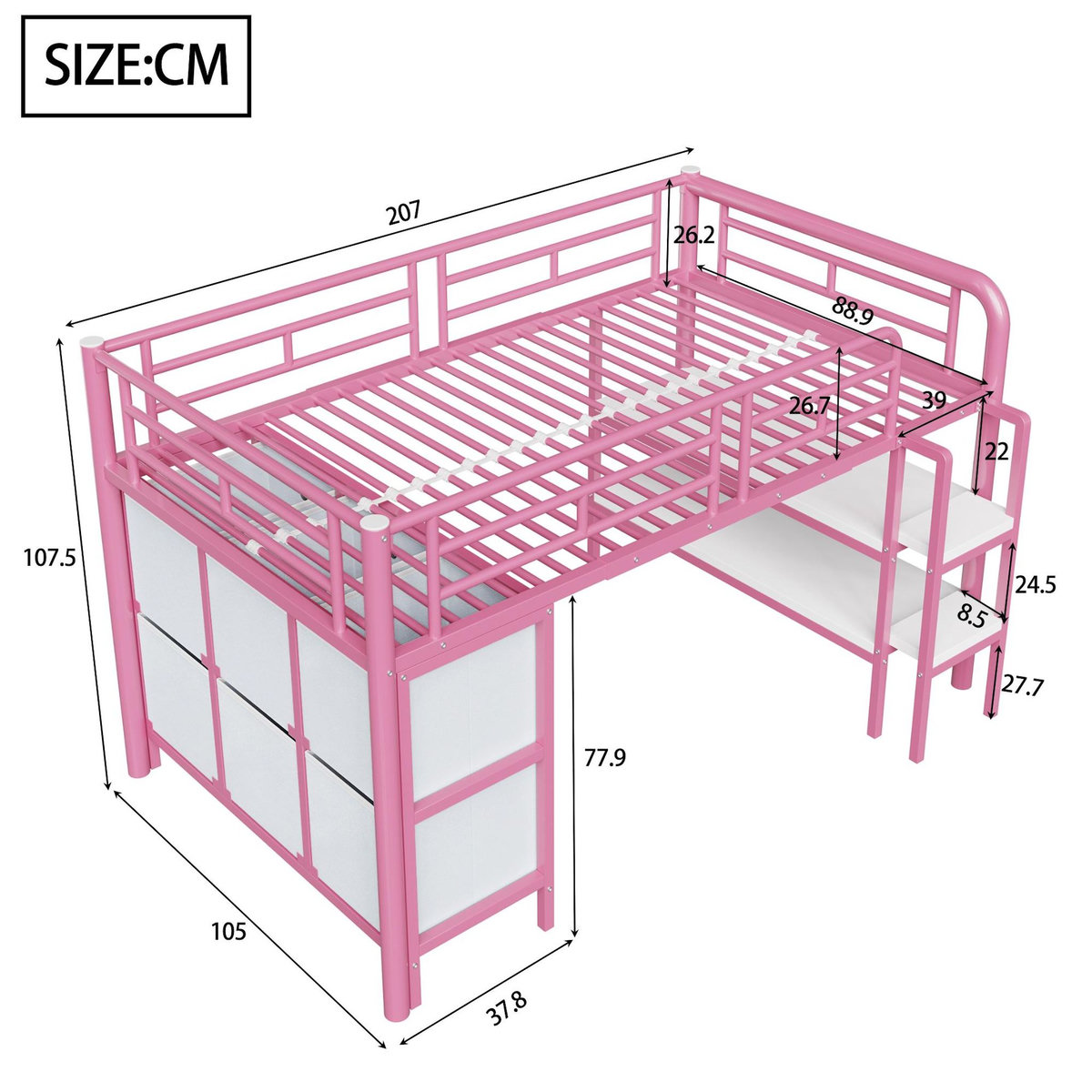 MERAX Lit mezzanine enfant