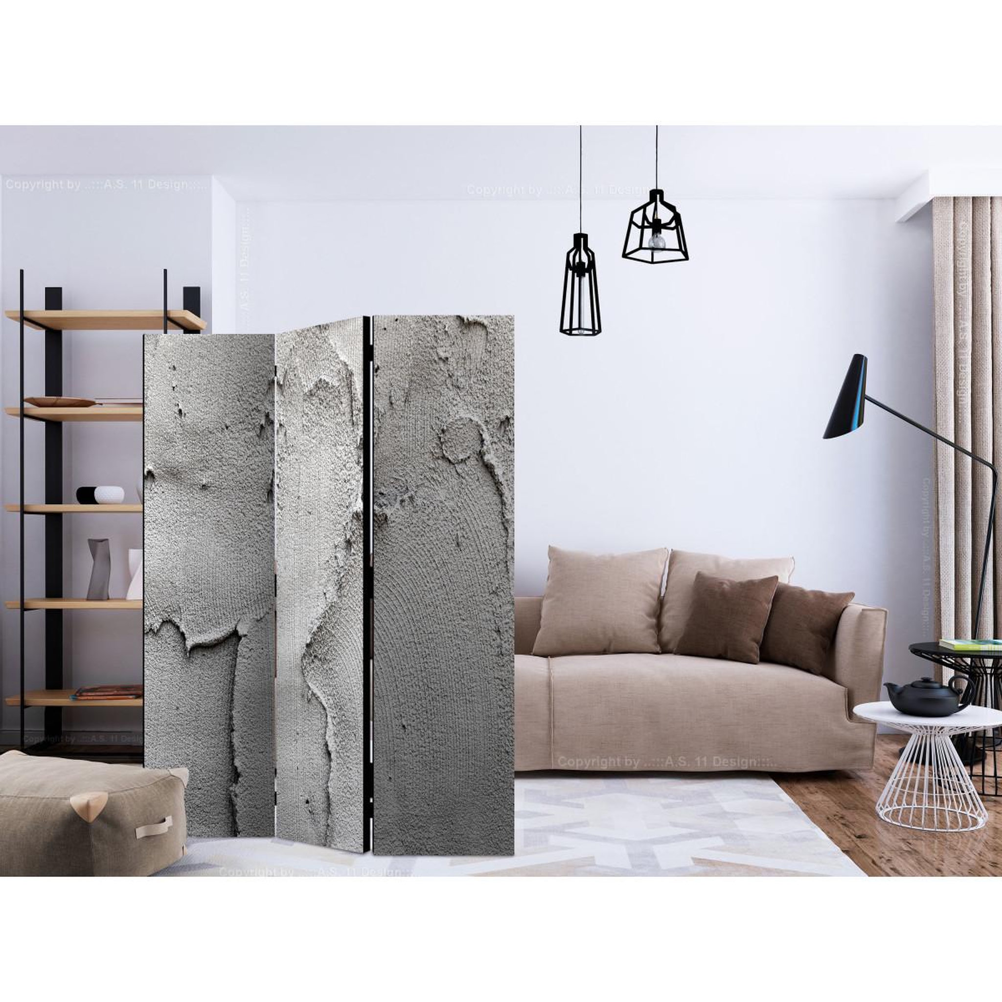 Voir la diapositive 2 : Paris Prix Paravent 3 volets  concrete nothingness  135x172cm
