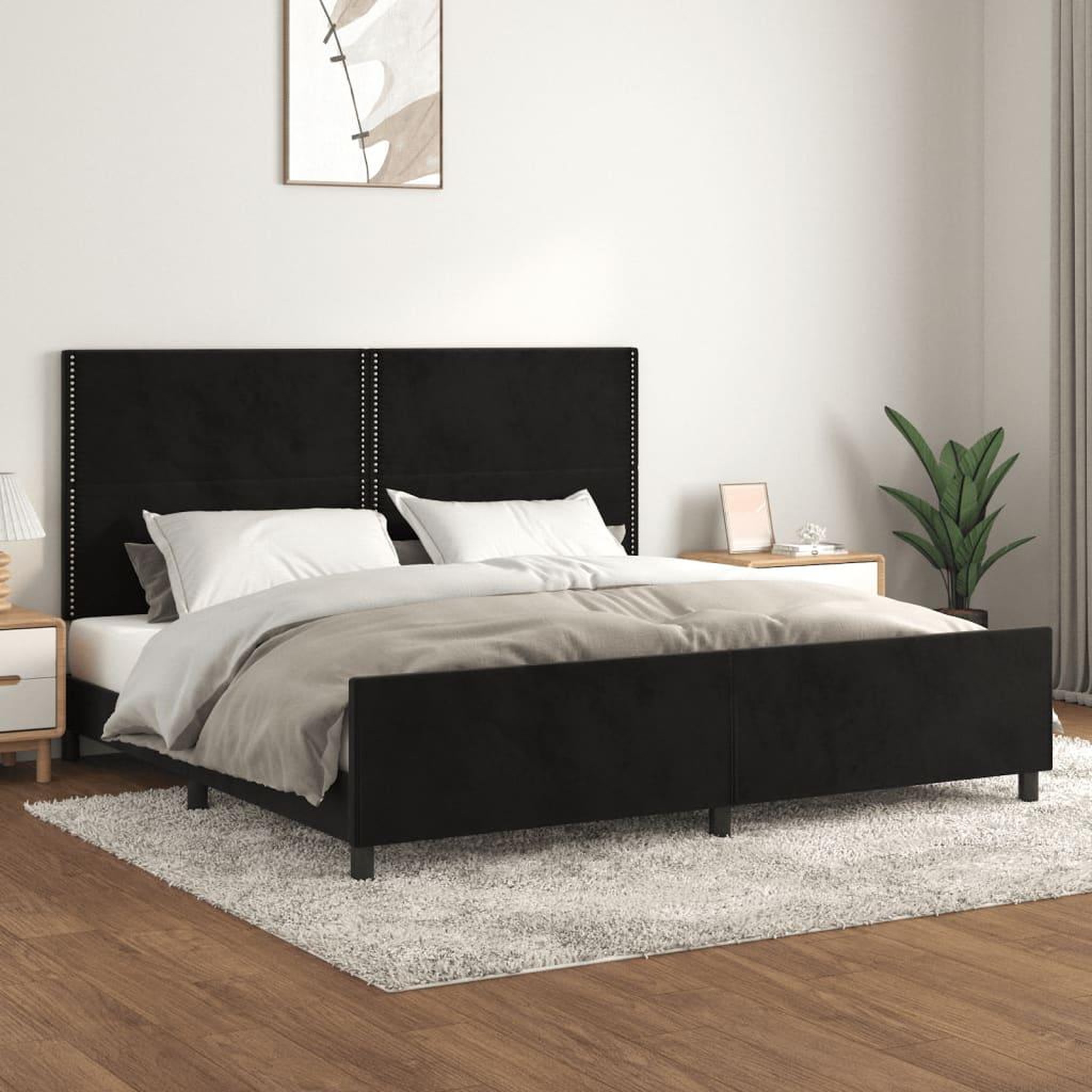 Voir la diapositive 1 : VIDAXL Cadre de lit sans matelas noir 200x200 cm velours