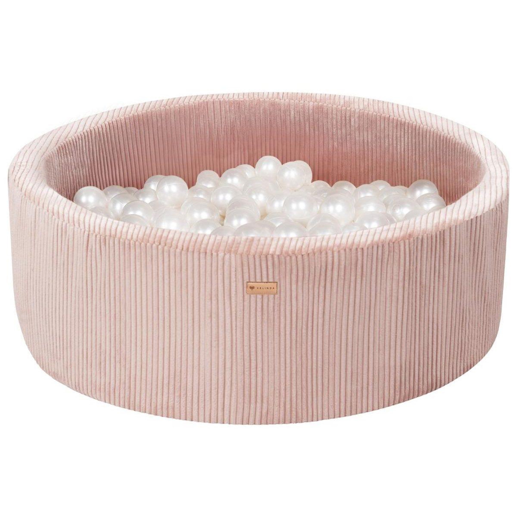 VELINDA Piscine à balles en velours côtelé avec 200 balles, diamètre env. 90 cm — rose clair