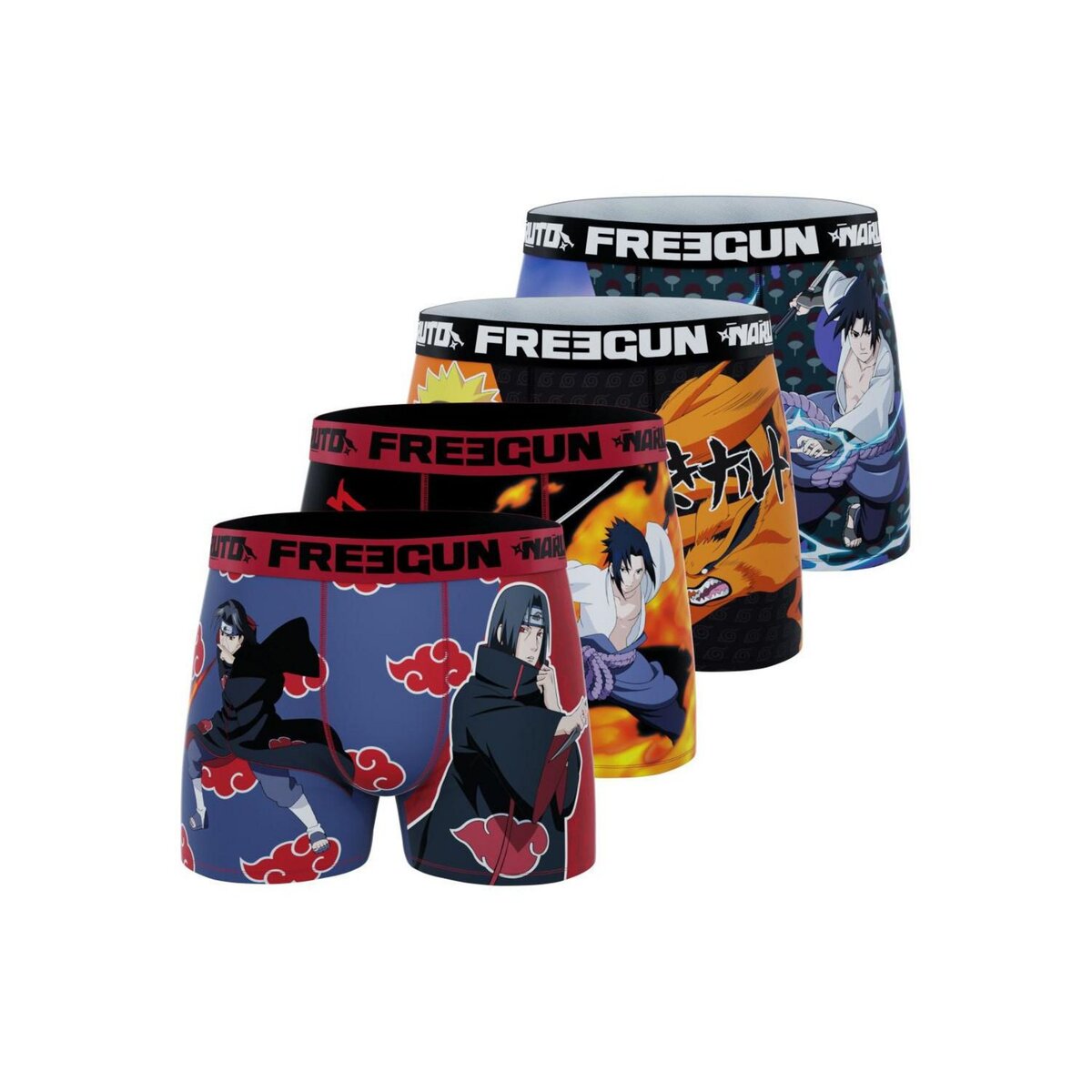 FREEGUN Lot de 4 boxers homme Naruto Shippuden