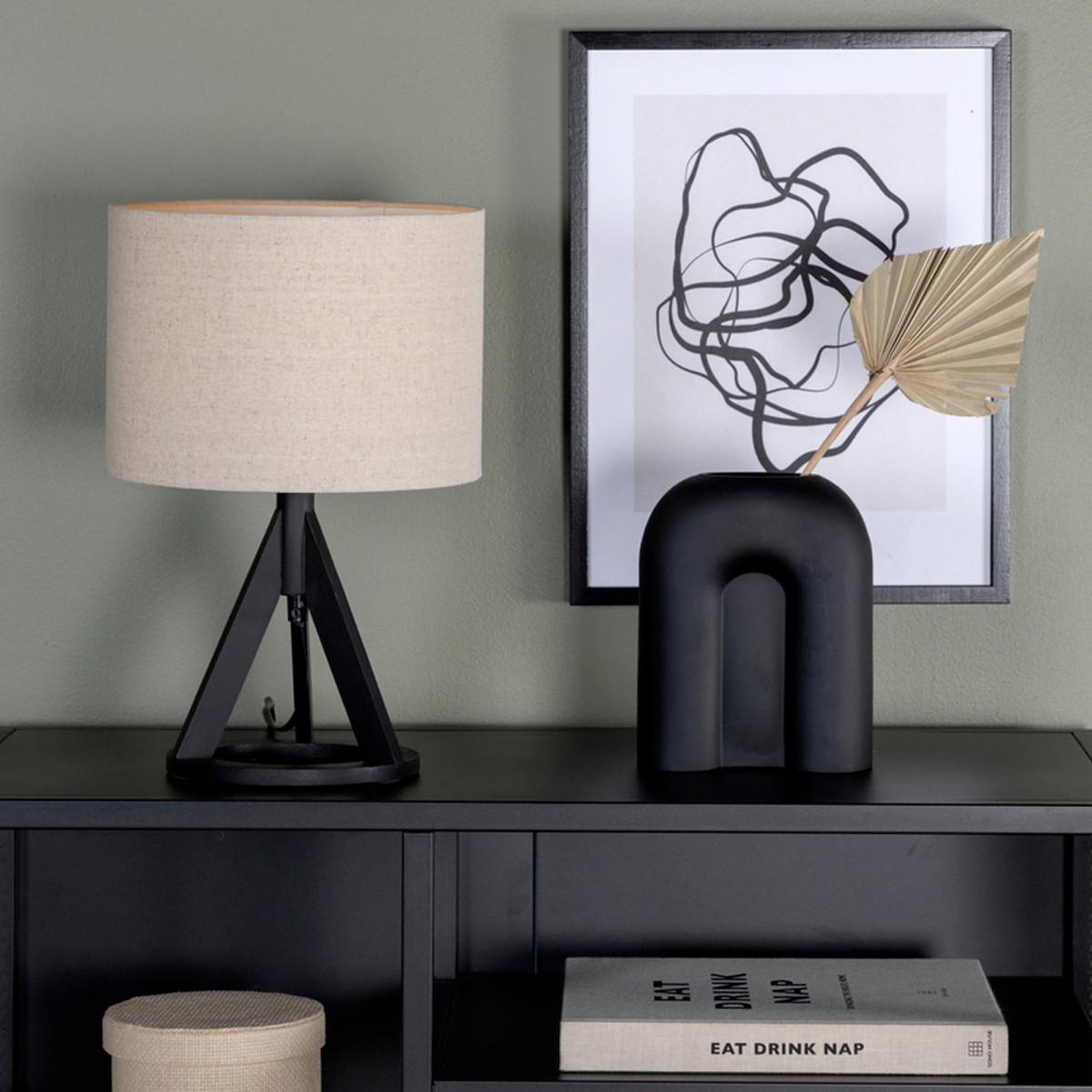 Voir la diapositive 4 : Paris Prix Lampe à poser en bois  kona  51cm noir
