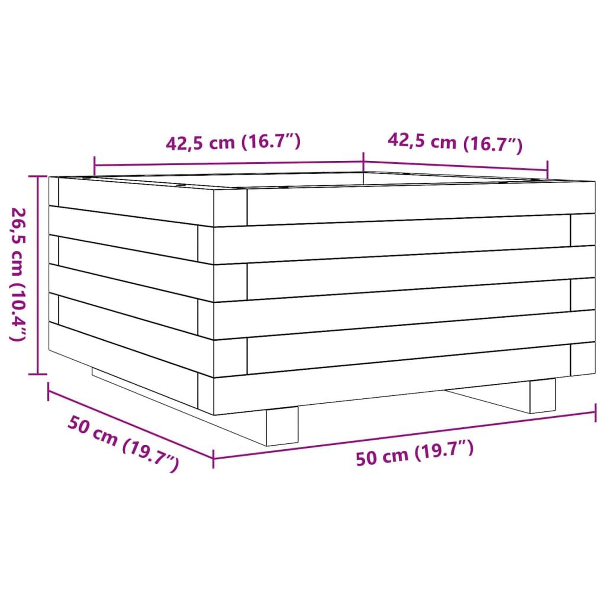 Voir la diapositive 6 : VIDAXL Jardiniere cire marron 50x50x26,5 cm bois de pin massif