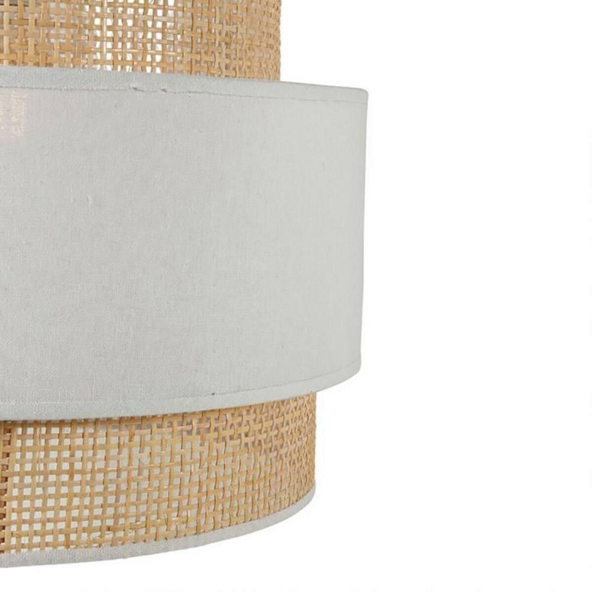 OSTARIA Suspension ronde 3 abat-jours rotin blanc D40