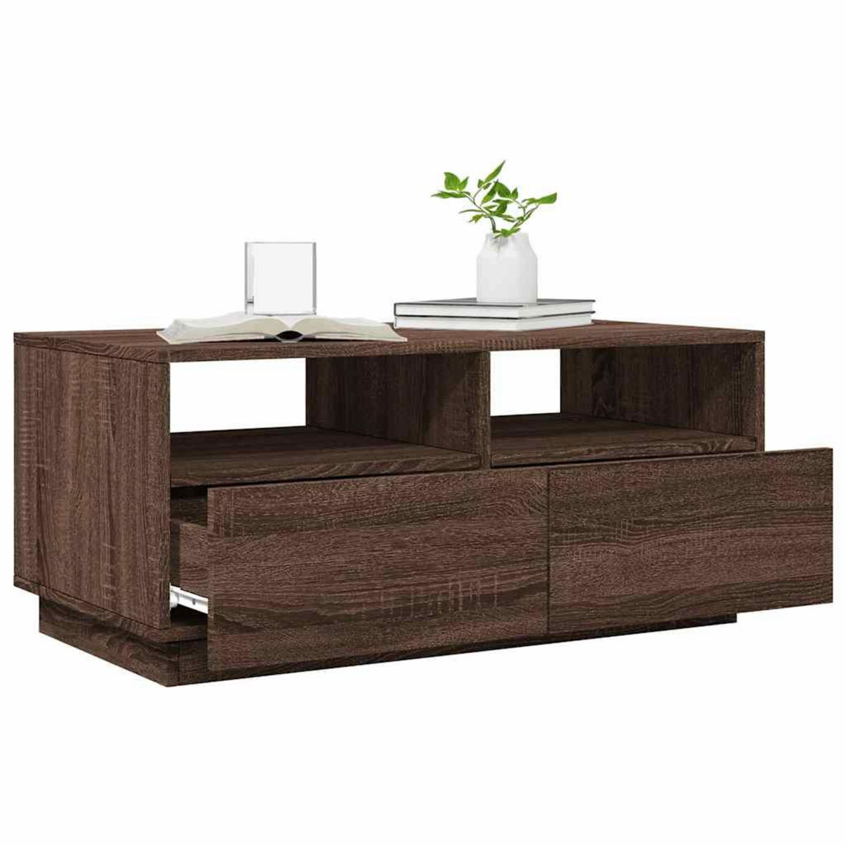 VIDAXL Table basse avec lumieres LED chene marron 90x49x40 cm