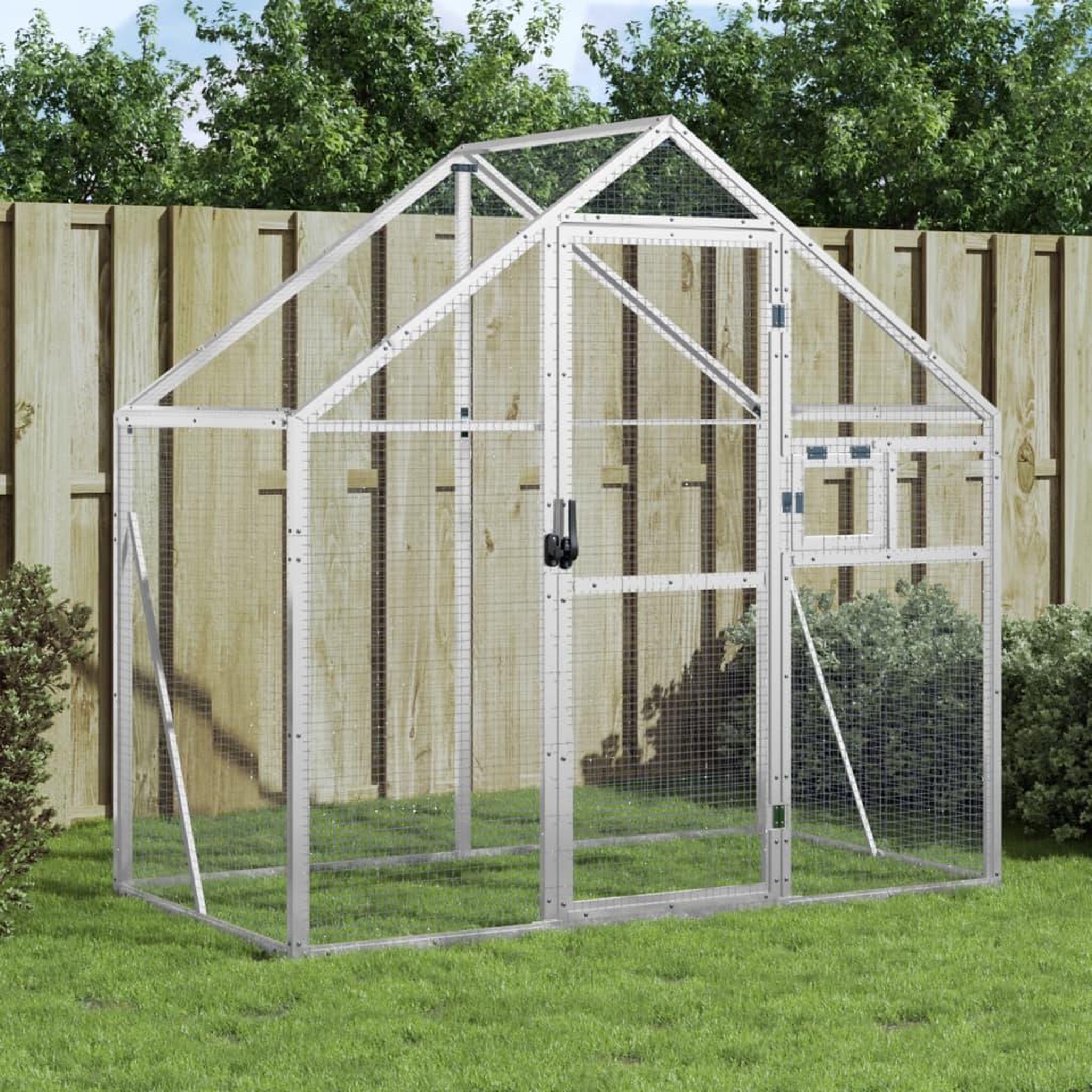 VIDAXL Voliere argente 179x100x185 cm aluminium