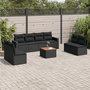 Voir la diapositive 1 : VIDAXL Salon de jardin 9 pcs avec coussins noir resine tressee