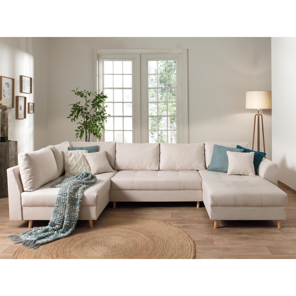 LISA DESIGN Rune - canapé panoramique avec pouf d'appoint - 7 places - style scandinave - gauche