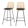 Voir la diapositive 1 : Rendez vous déco Lot de 2 chaises pour îlot central 66 cm en rotin naturel et noir-Tamara