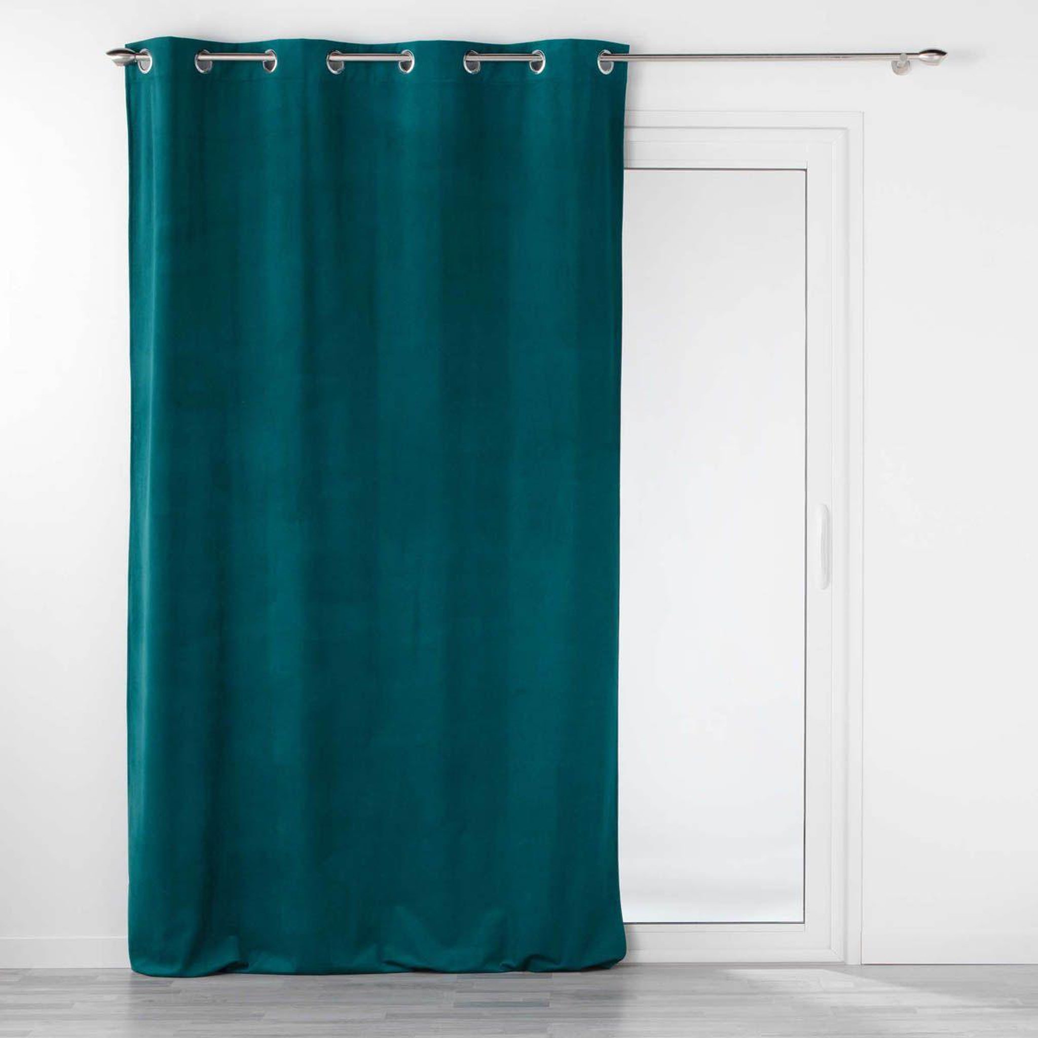 Douceur d'Intérieur Rideau à œillets  velouriane  140x260cm bleu pétrole