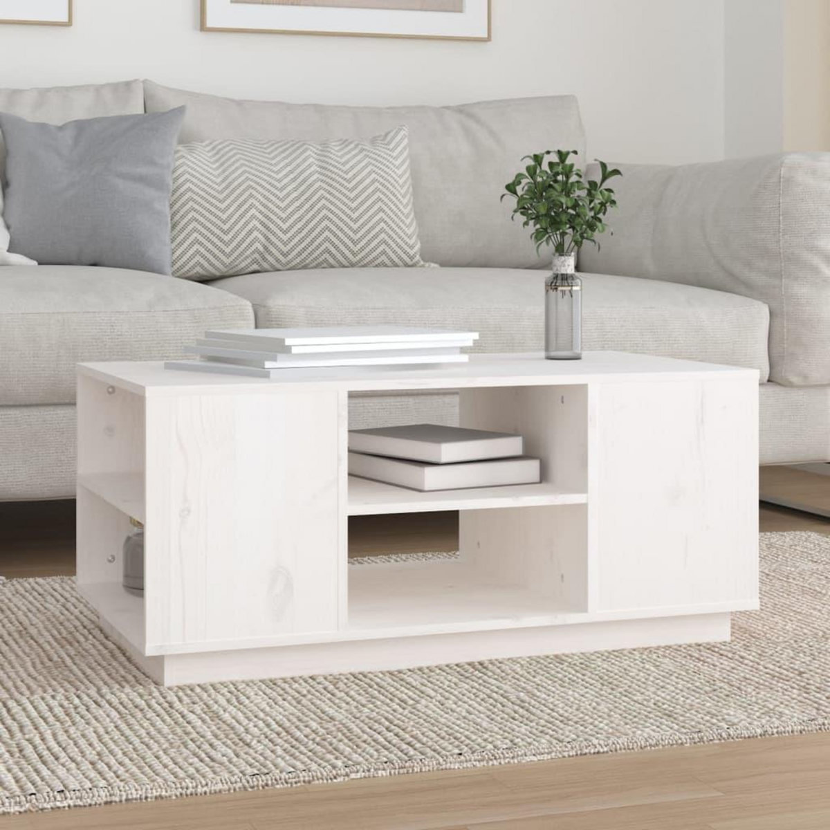 VIDAXL Table basse Blanc 90x49x40,5 cm Bois massif de pin