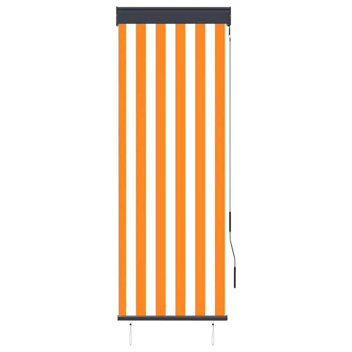 VIDAXL Store roulant d'exterieur 60x250 cm Blanc et orange
