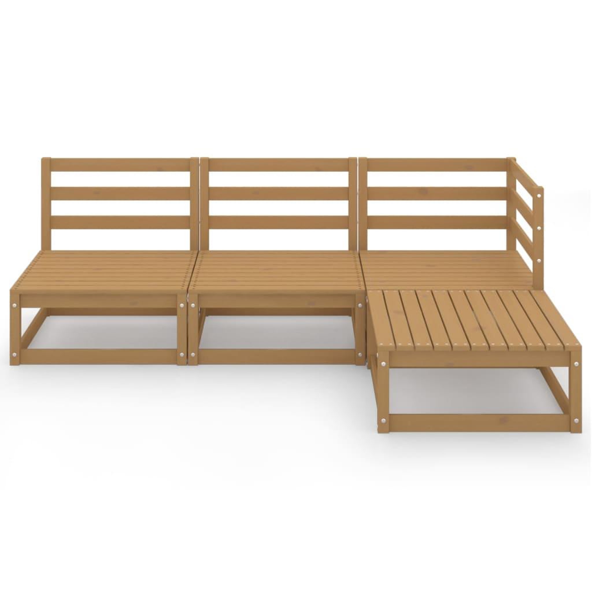 Voir la diapositive 3 : VIDAXL Salon de jardin 4 pcs marron miel bois de pin massif