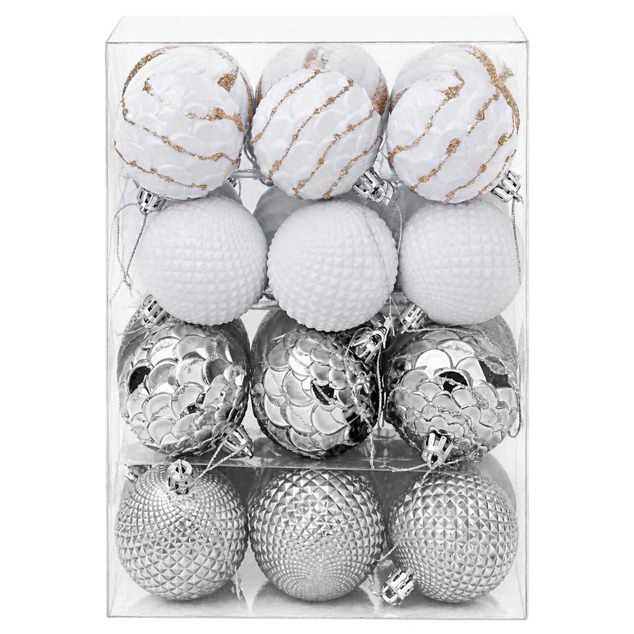 Voir la diapositive 4 : VIDAXL Ensemble de boules de Noël 36 pc Blanc et Gris Diam. 6 cm