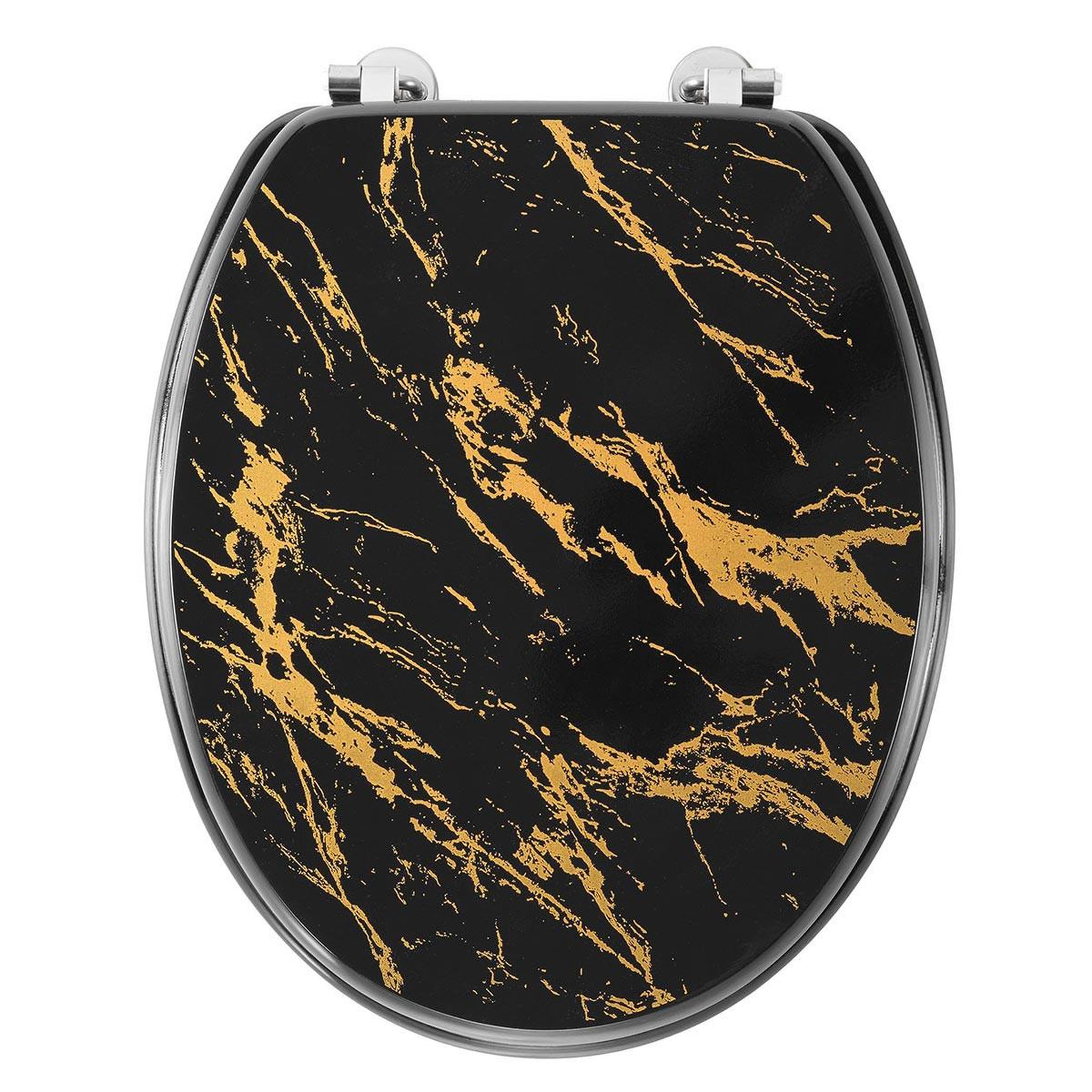 Douceur d'Intérieur Abattant wc imprimé  aquamarbre  47cm noir & or