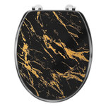 Paris Prix Abattant WC Imprimé  Aquamarbre  47cm Noir & Or