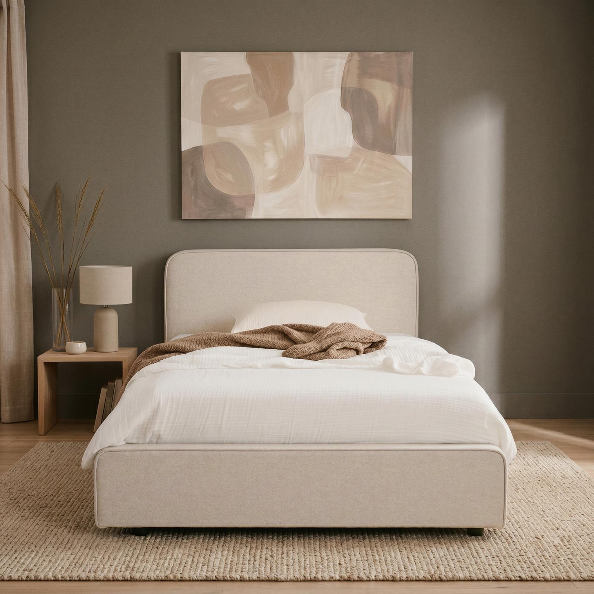 Voir la diapositive 3 : IDIMEX Lit simple belarti 90 x 190 cm rembourré, revêtement en tissu