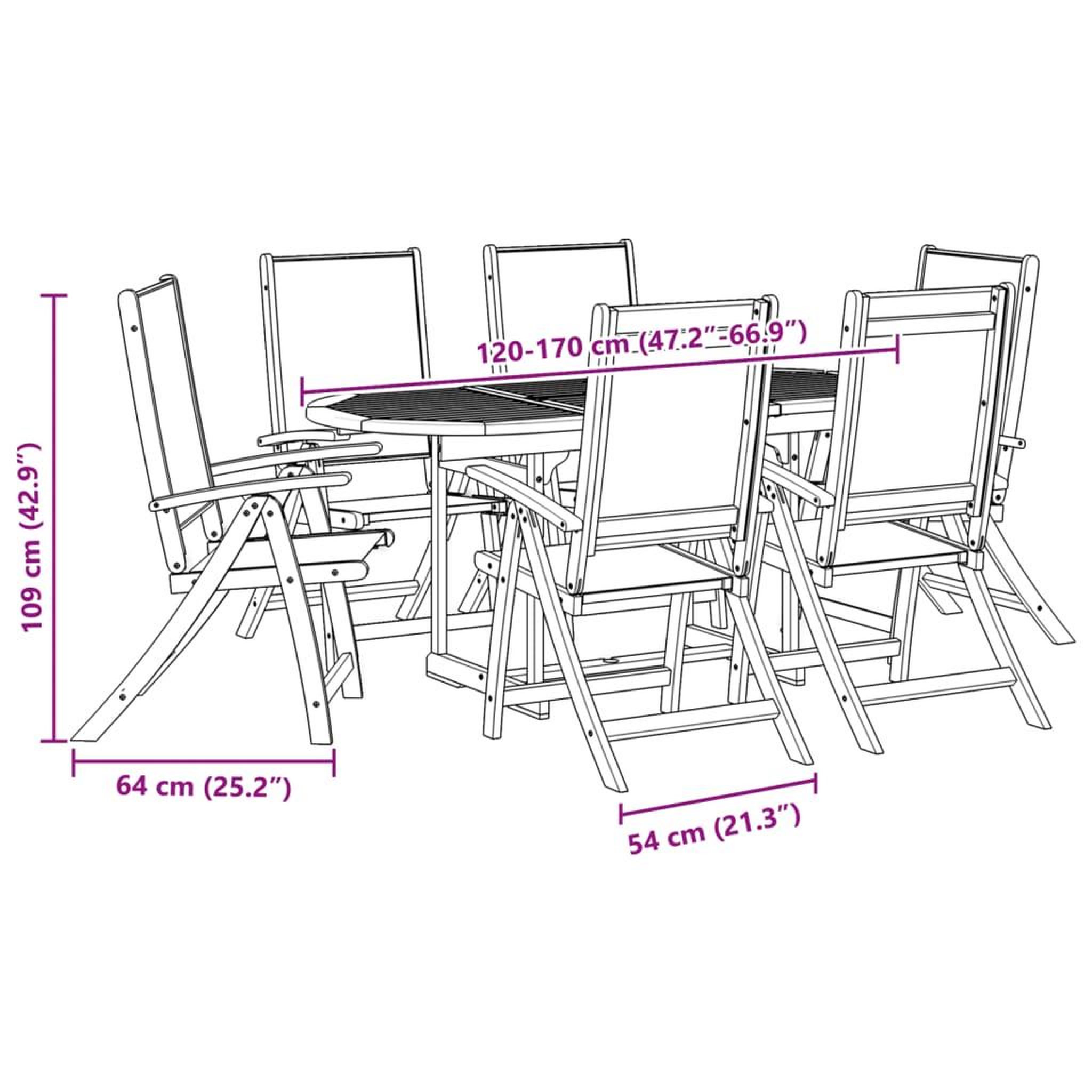 Voir la diapositive 6 : VIDAXL Ensemble a Manger de jardin 7pcs bois d'acacia solide textilene