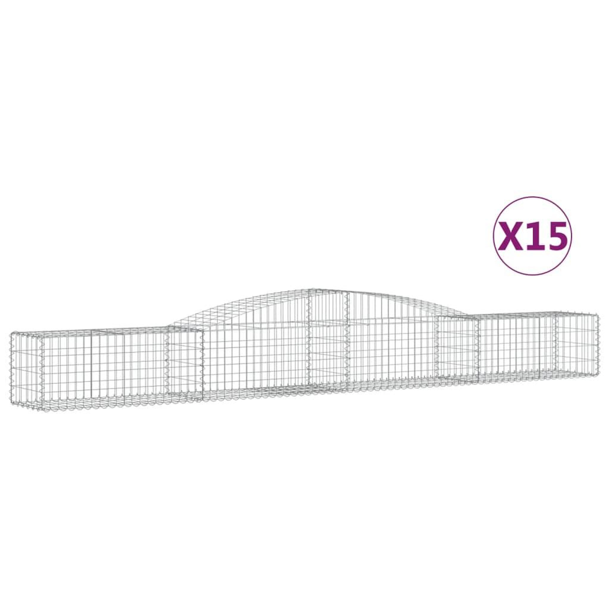Voir la diapositive 2 : VIDAXL Paniers a gabions arques 15 pcs 400x50x40/60 cm Fer galvanise