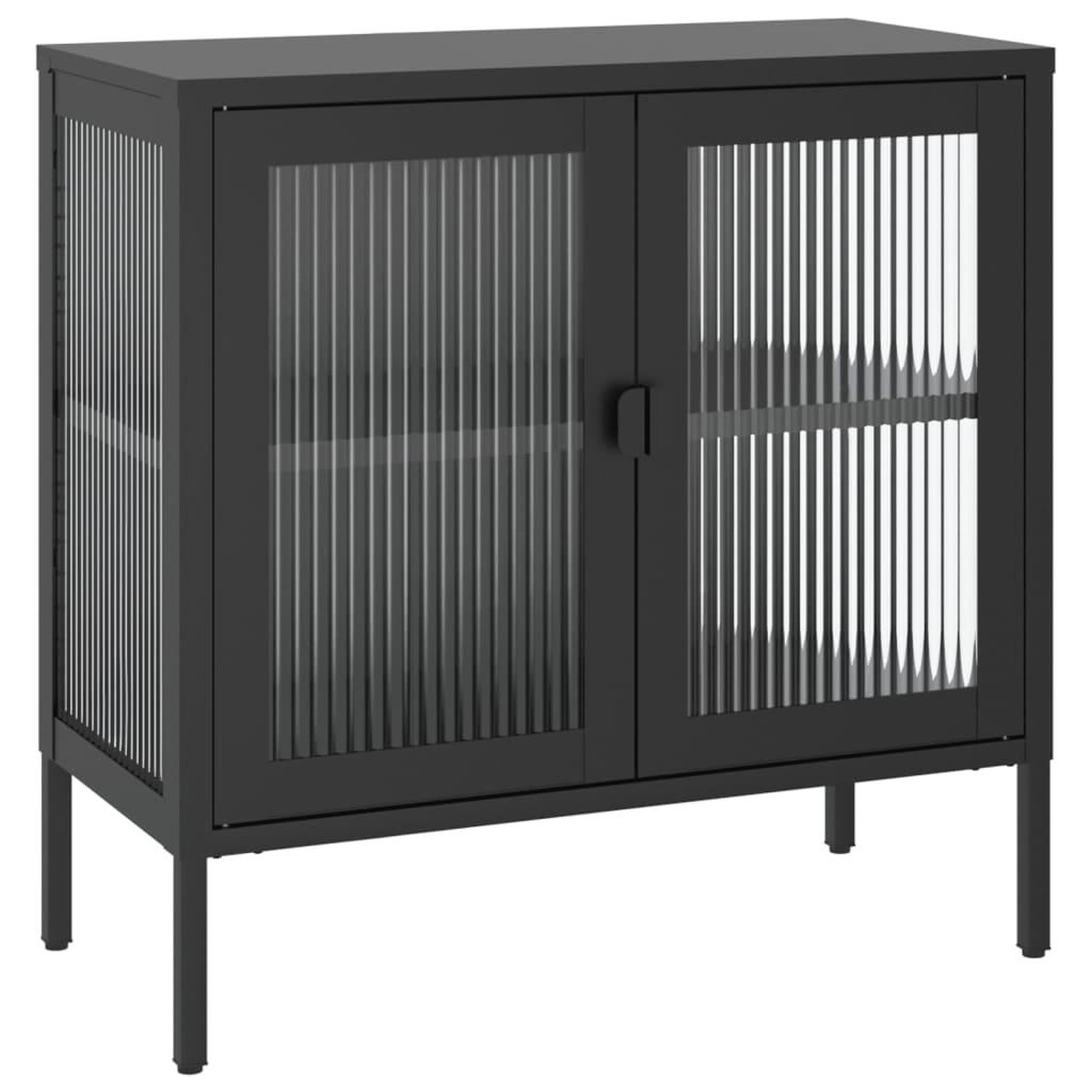 Voir la diapositive 2 : VIDAXL Buffet noir 70x35x70 cm verre et acier