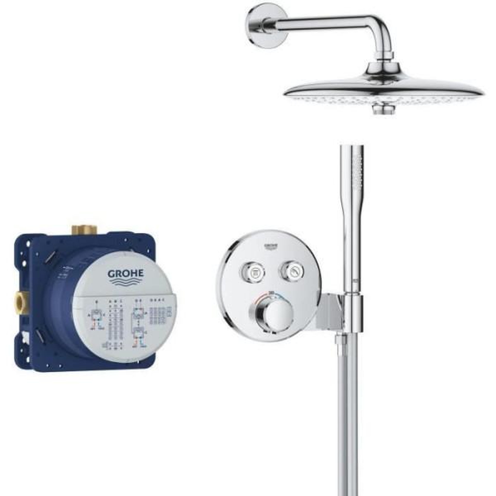 Grohe Ensemble de douche encastré - tous les types de jets - mitigeur thermostatique - grohe - 34878000 - gris